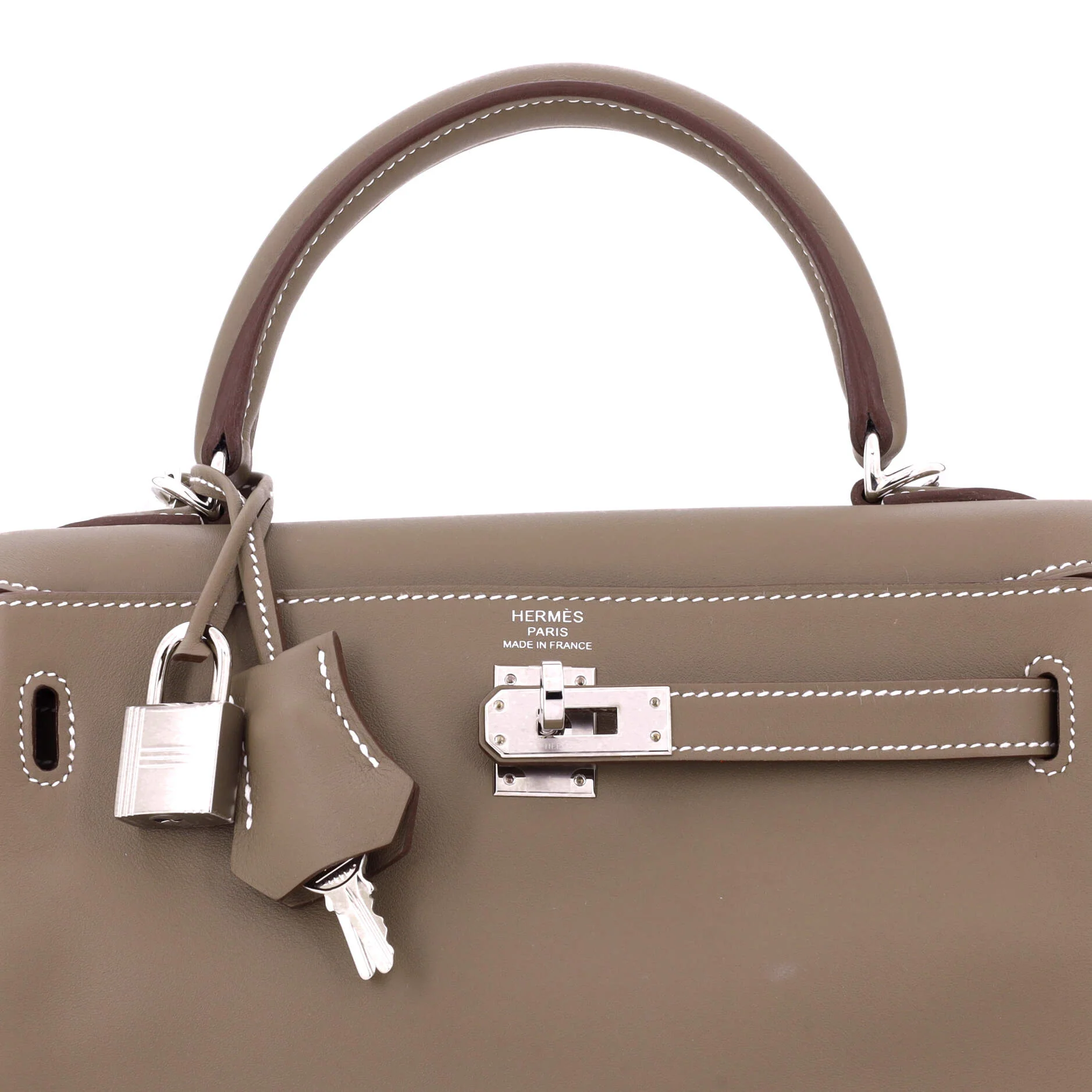 Kelly Handbag Grey Swift with Palladium Hardware 25 - Image 7