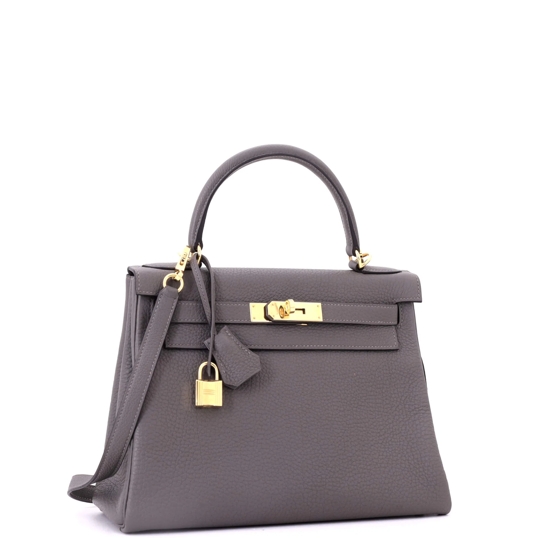 Kelly Handbag Grey Togo with Gold Hardware 28 - Image 3
