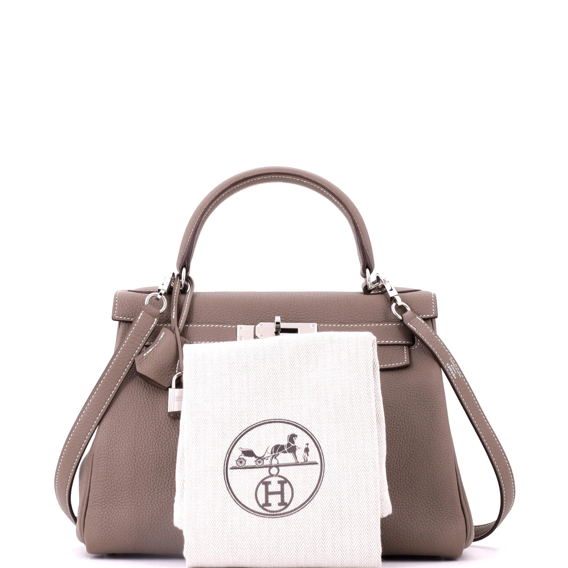 Kelly Handbag Grey Togo with Palladium Hardware 28 - Image 2
