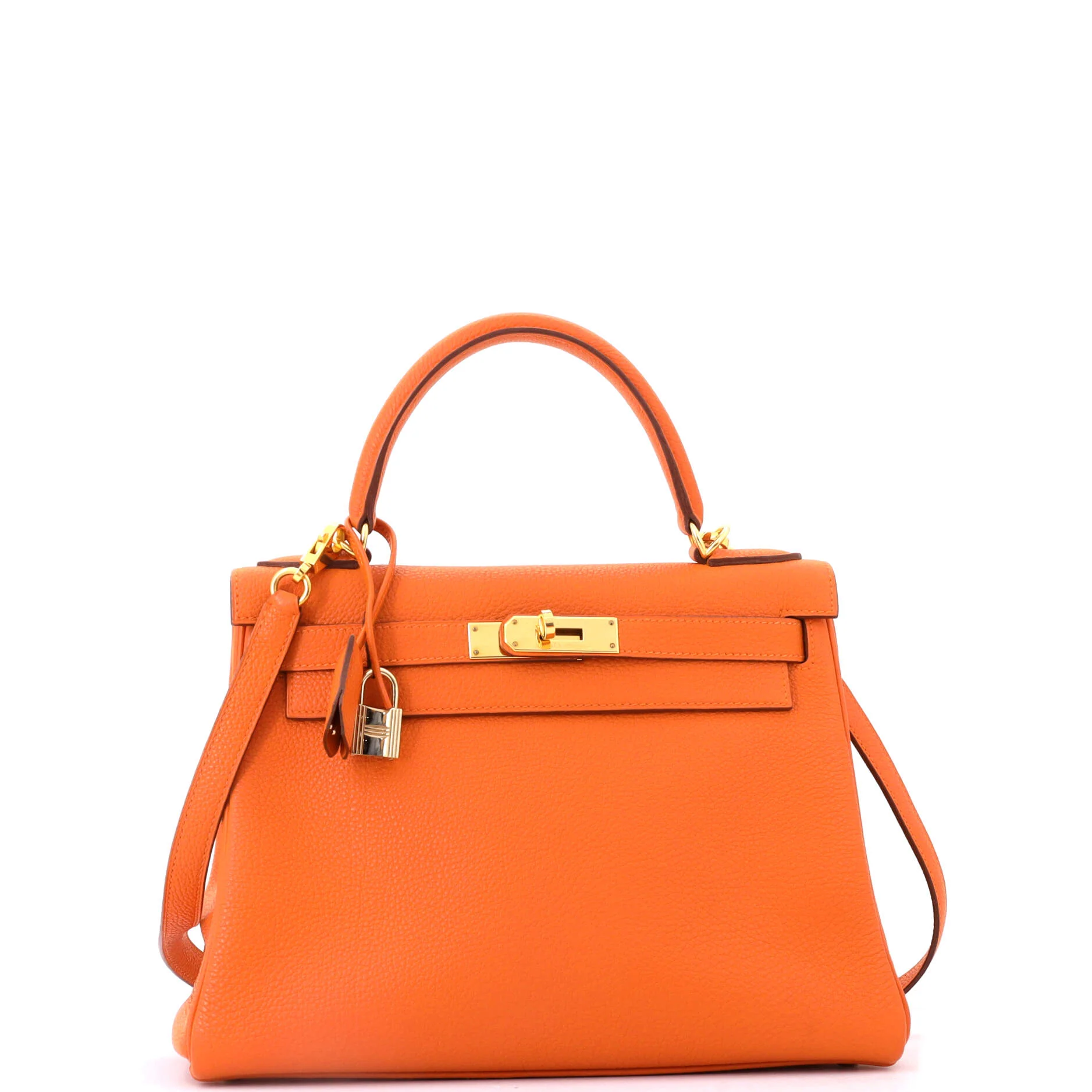 Kelly Handbag Orange H Togo with Gold Hardware 28 - Image 3