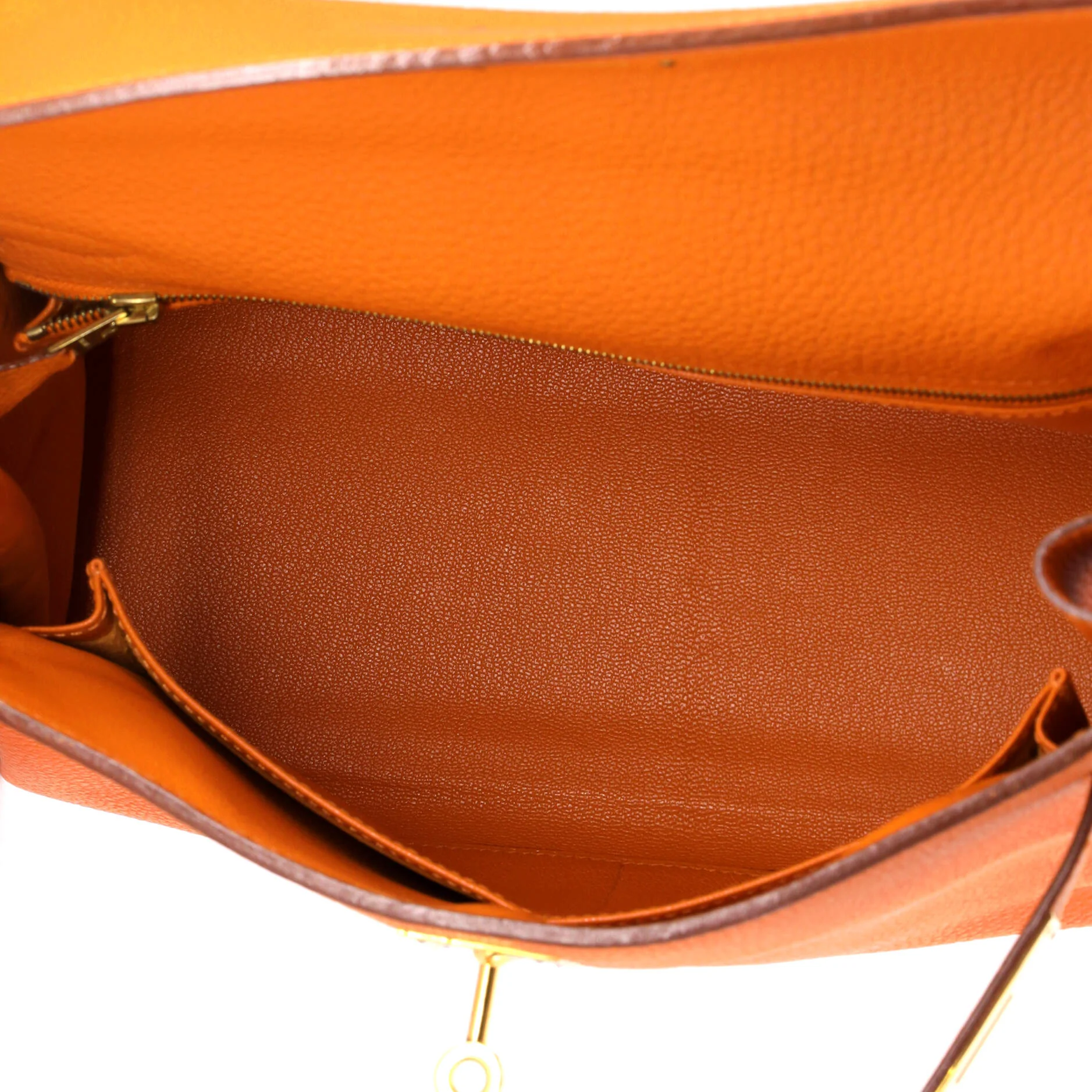 Kelly Handbag Orange H Togo with Gold Hardware 28 - Image 6