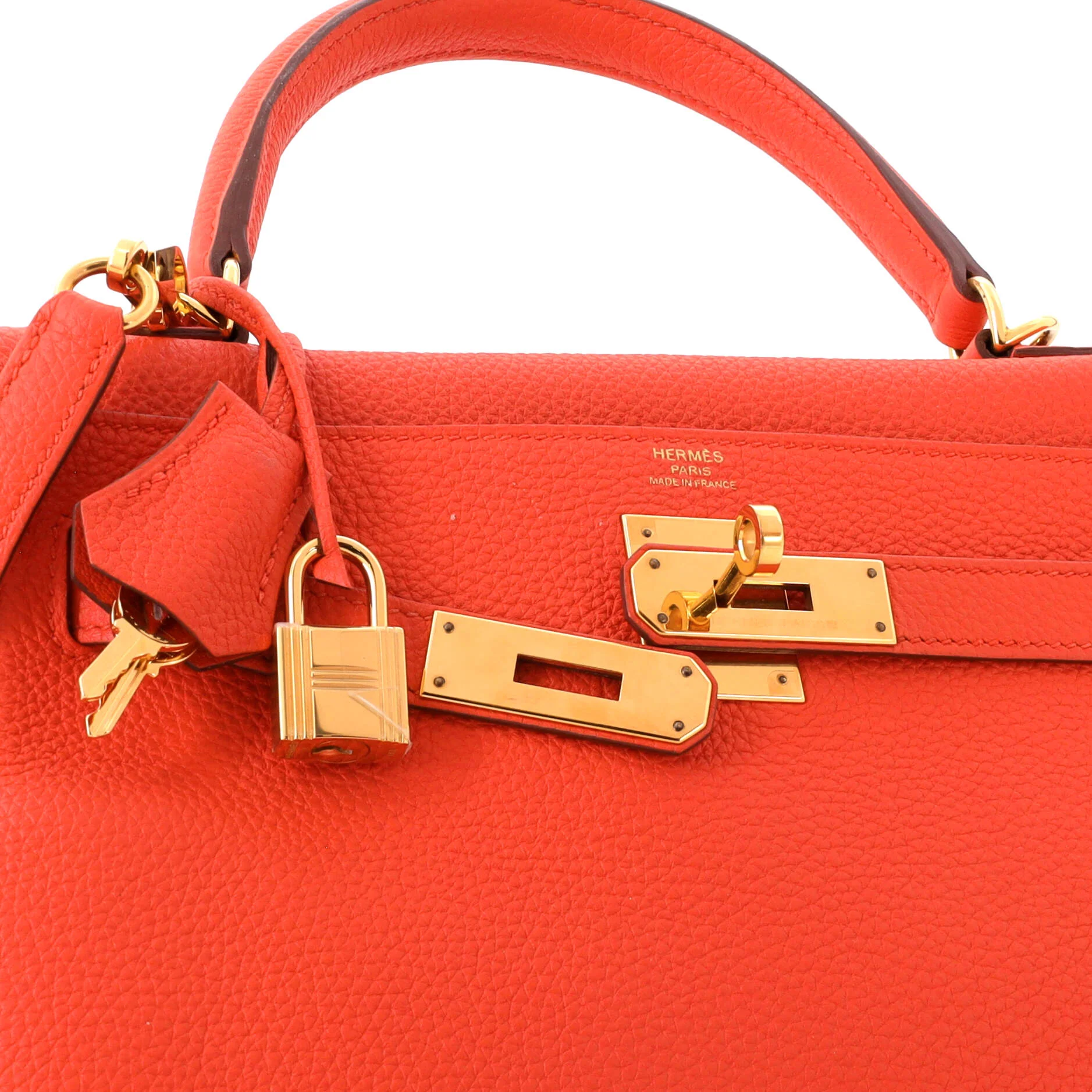 Kelly Handbag Capucine Togo with Gold Hardware 28 - Image 7