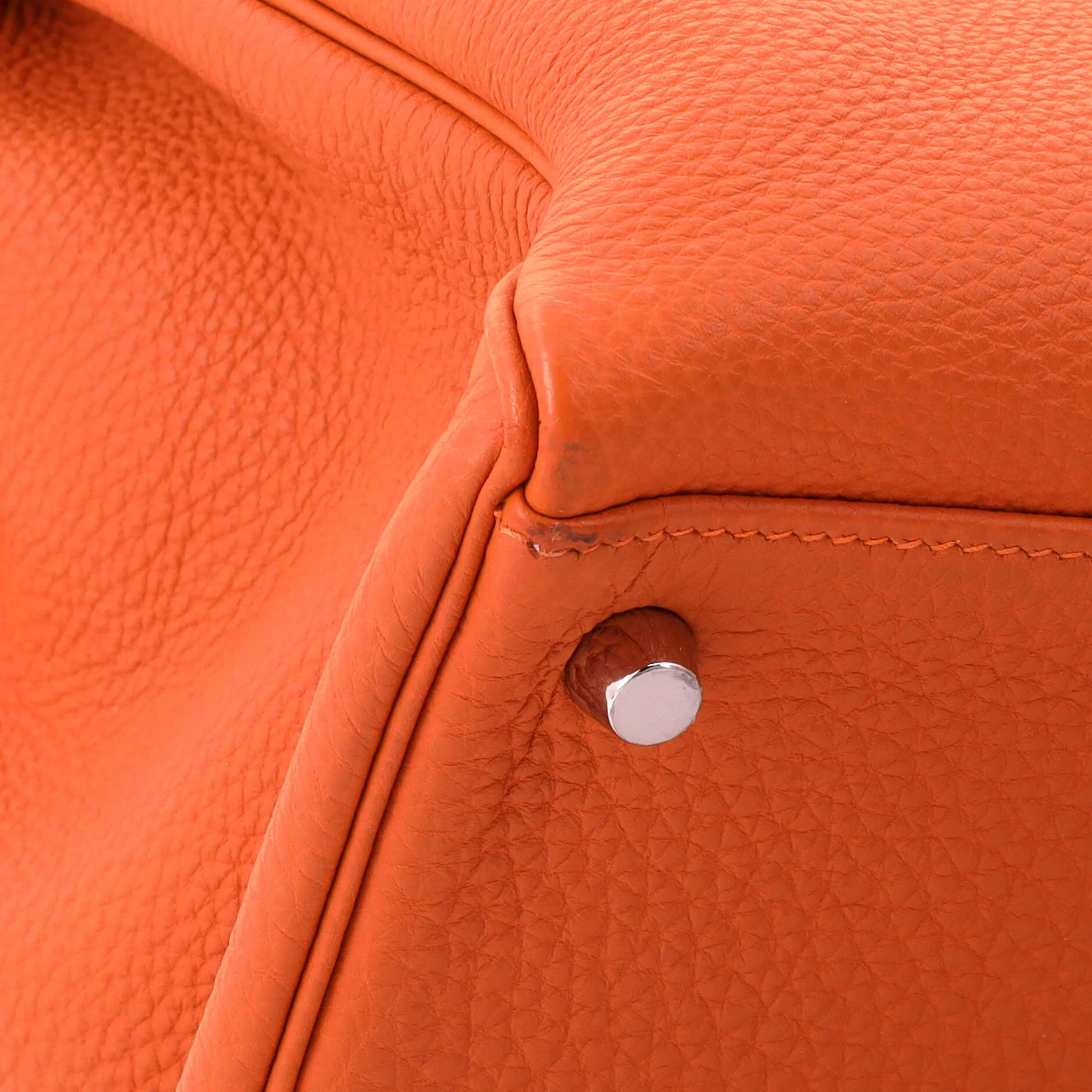 Kelly Handbag Orange H Togo with Palladium Hardware 35 - Image 7