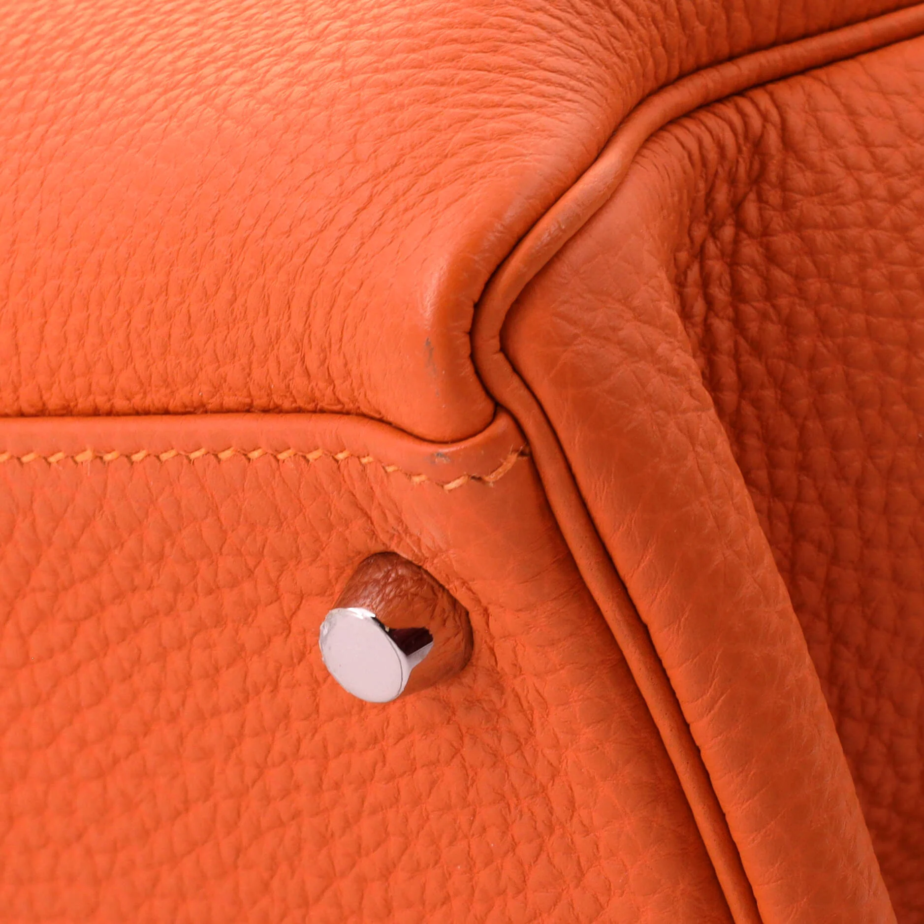 Kelly Handbag Orange H Togo with Palladium Hardware 35 - Image 8