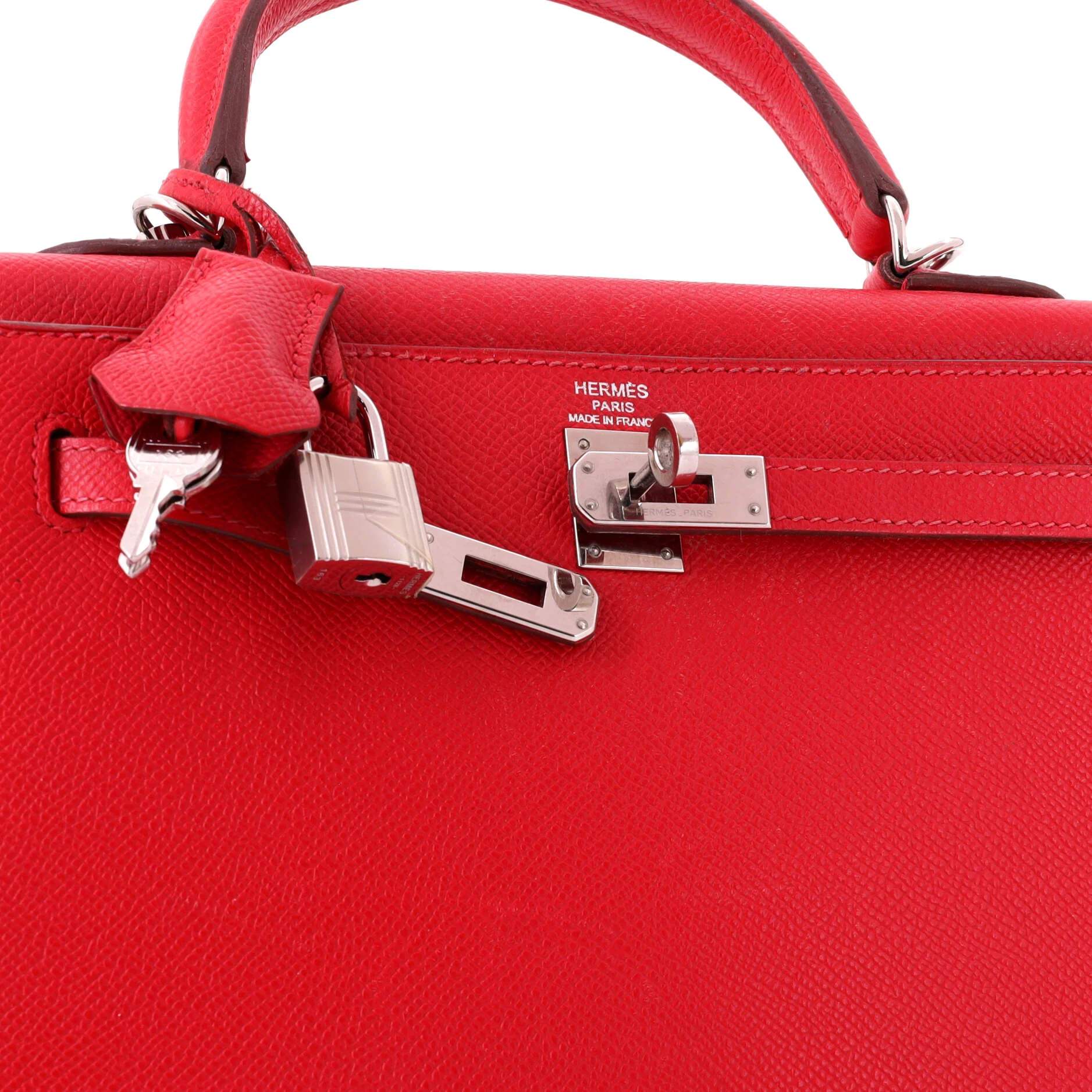 Kelly Handbag Bougainvillier Epsom with Palladium Hardware 25 - Image 7
