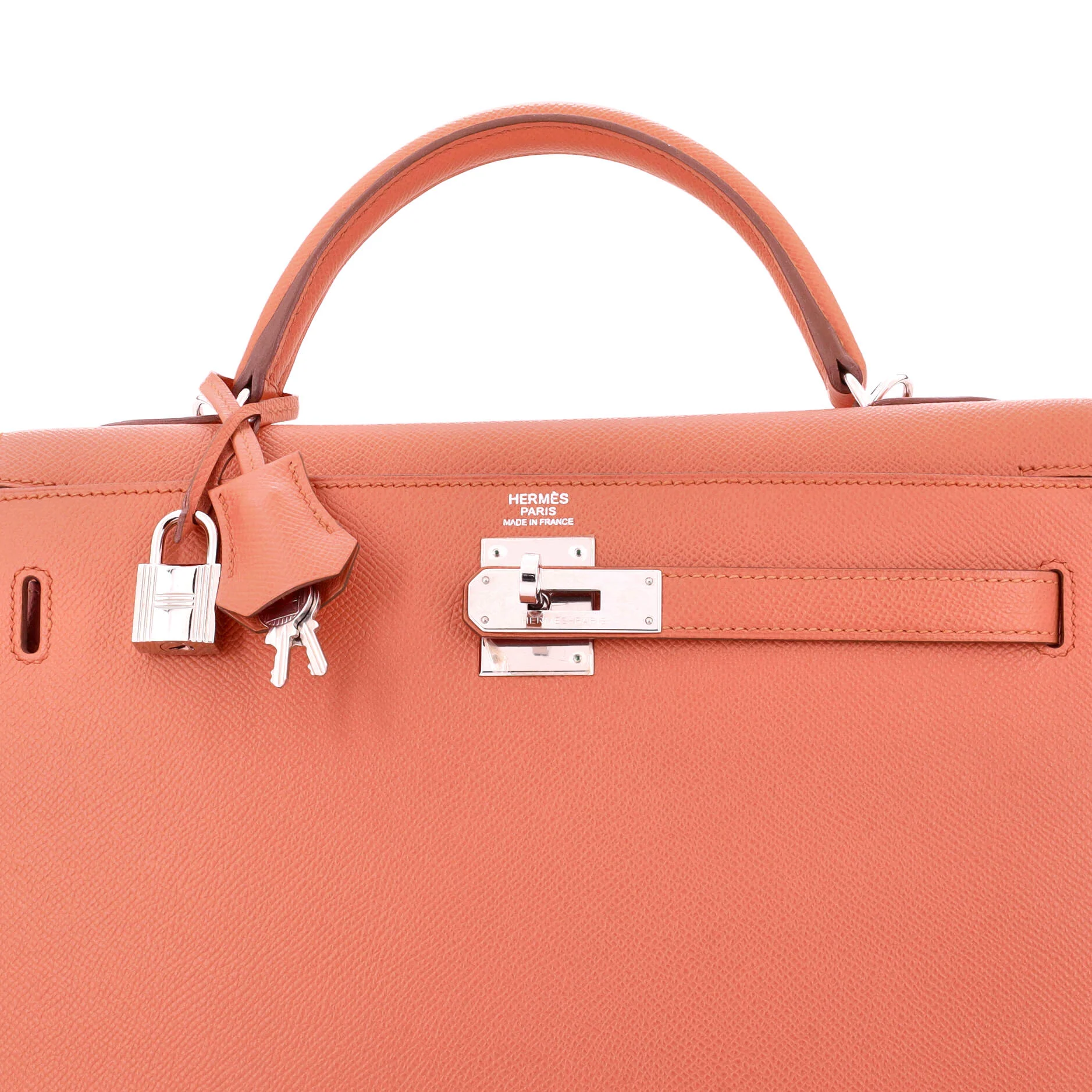 Kelly Handbag Flamingo Epsom with Palladium Hardware 32 - Image 6