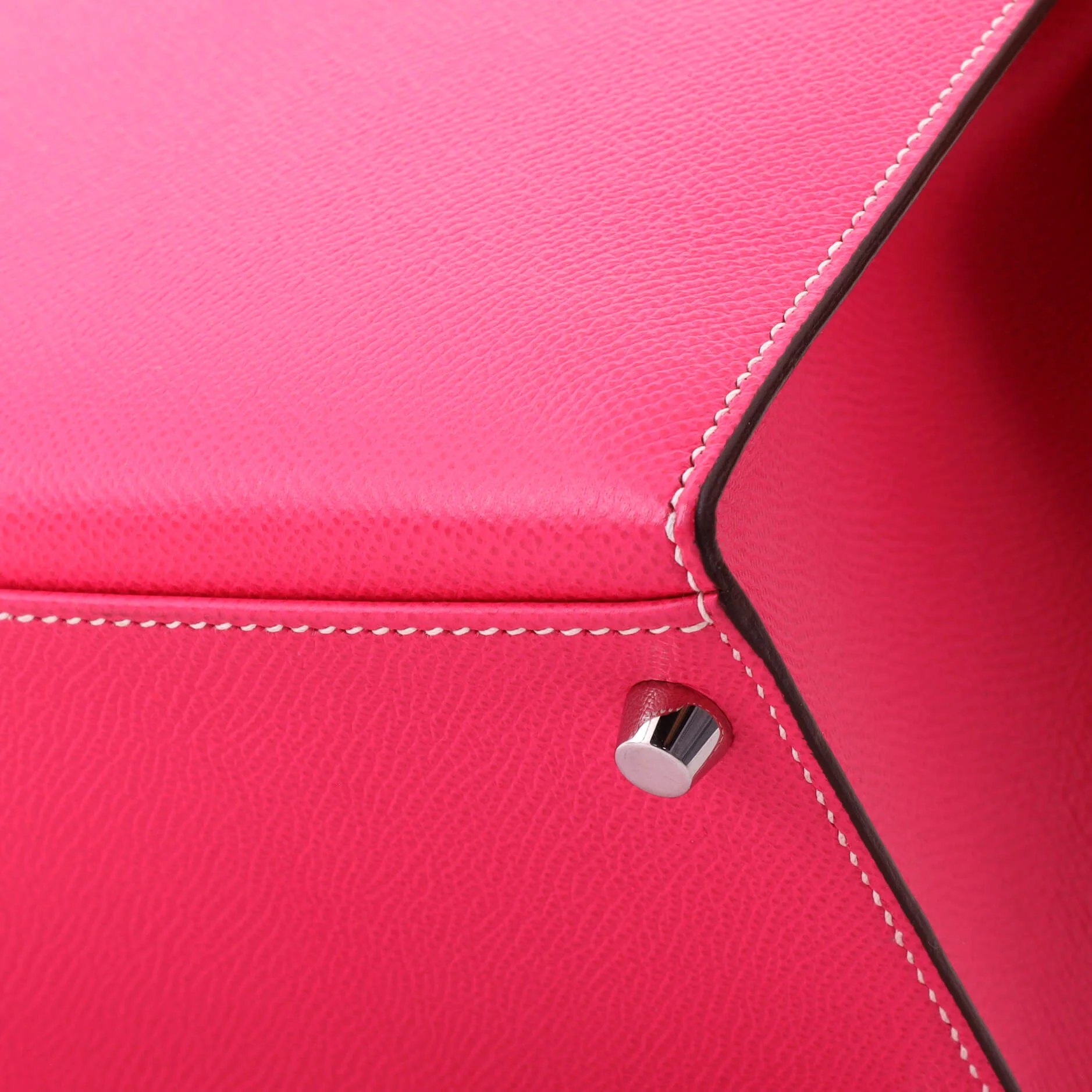 Kelly Handbag Rose Tyrien Epsom with Palladium Hardware 32 - Image 8