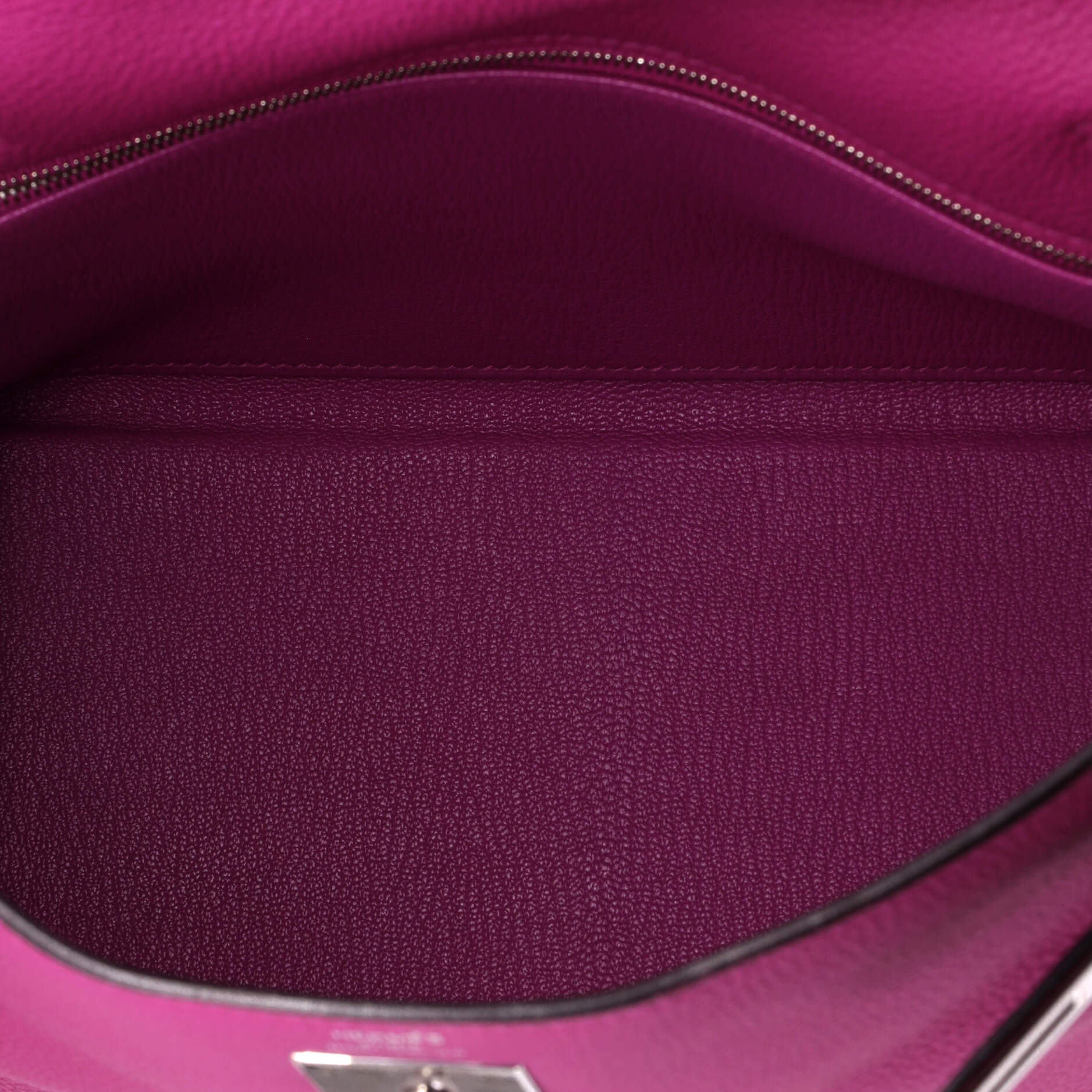 Kelly Handbag Rose Pourpre Togo with Palladium Hardware 28 - Image 5