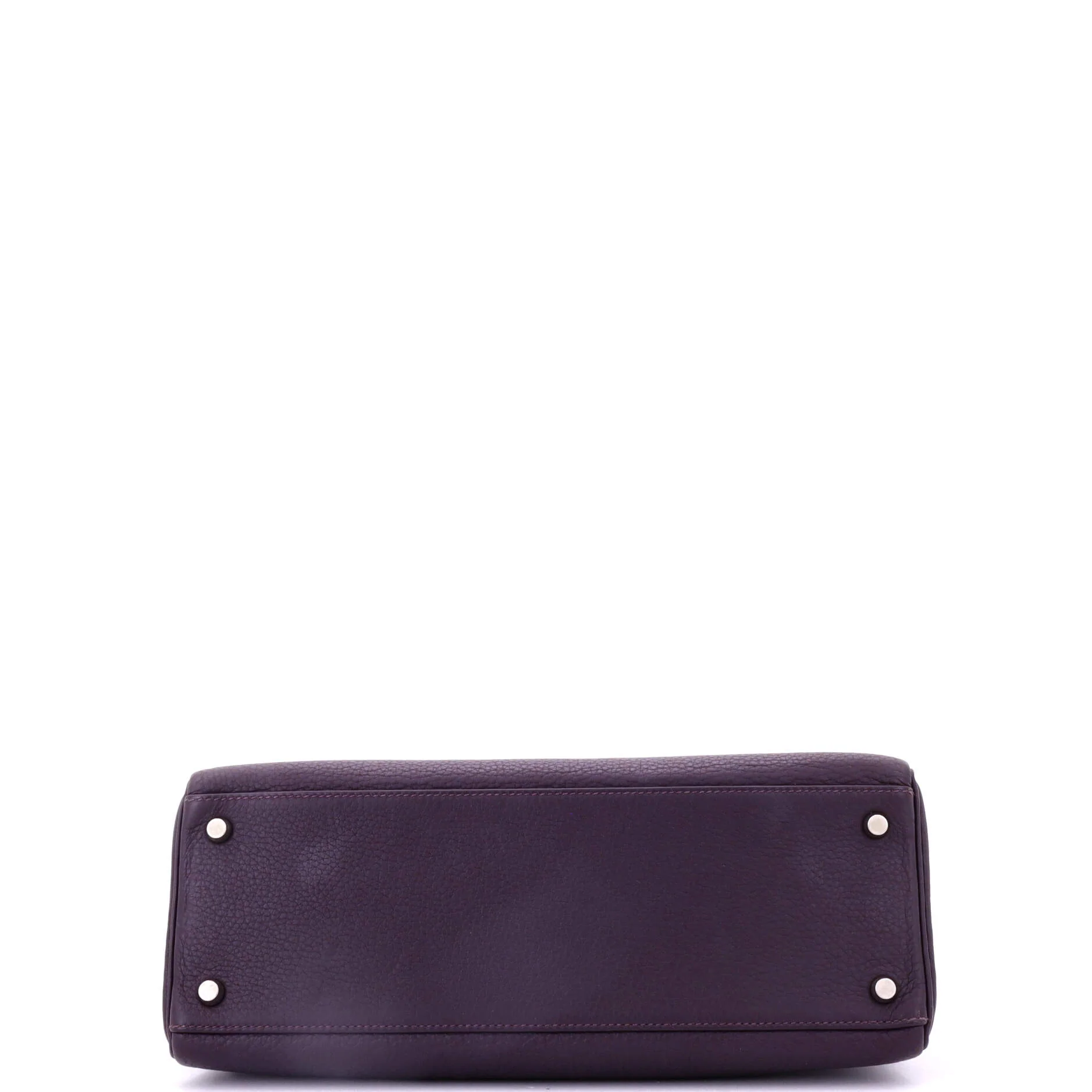 Kelly Handbag Cassis Clemence with Palladium Hardware 32 - Image 5