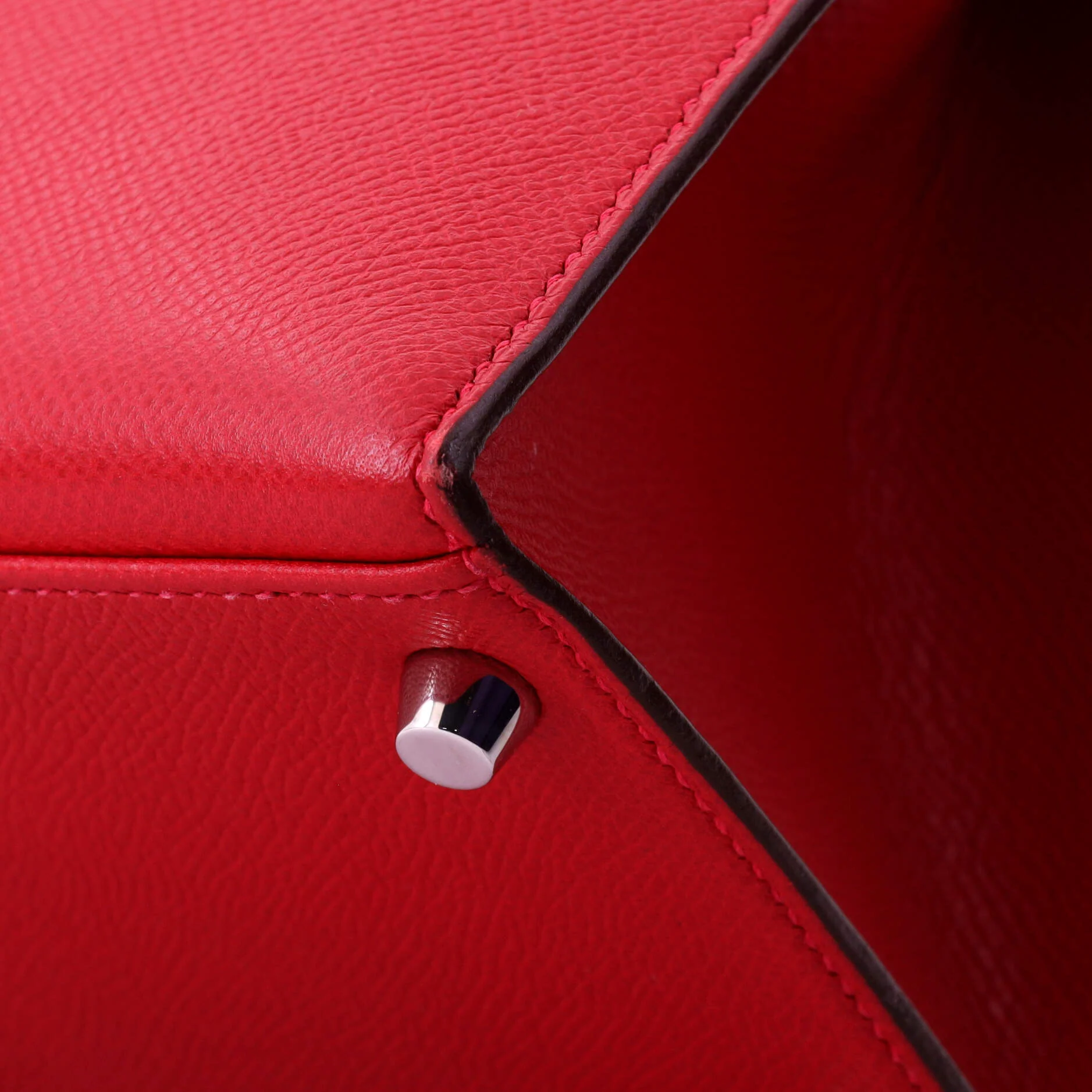 Kelly Handbag Rouge Casaque Epsom with Palladium Hardware 28 - Image 7