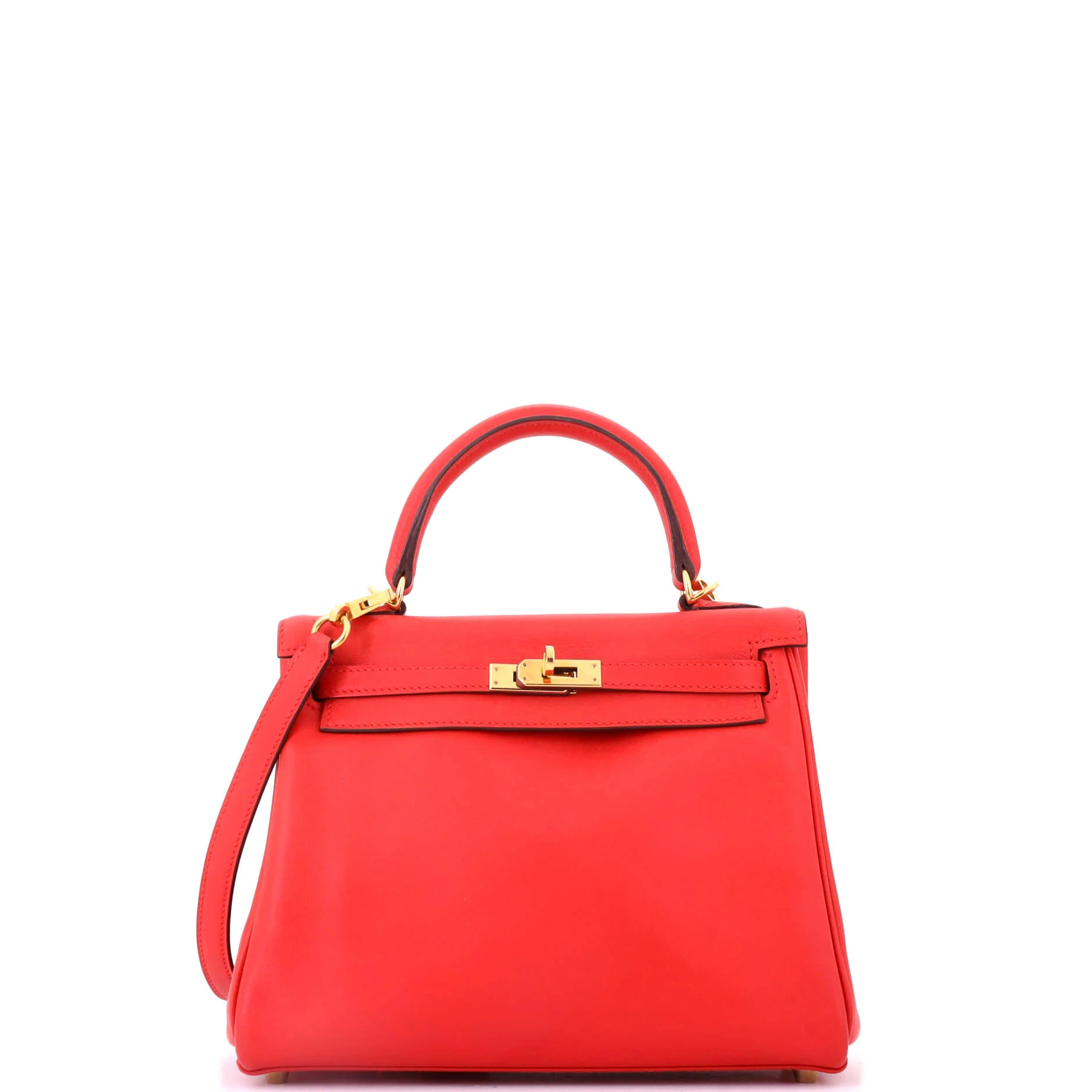 Kelly Handbag Rouge Tomate Swift with Gold Hardware 25