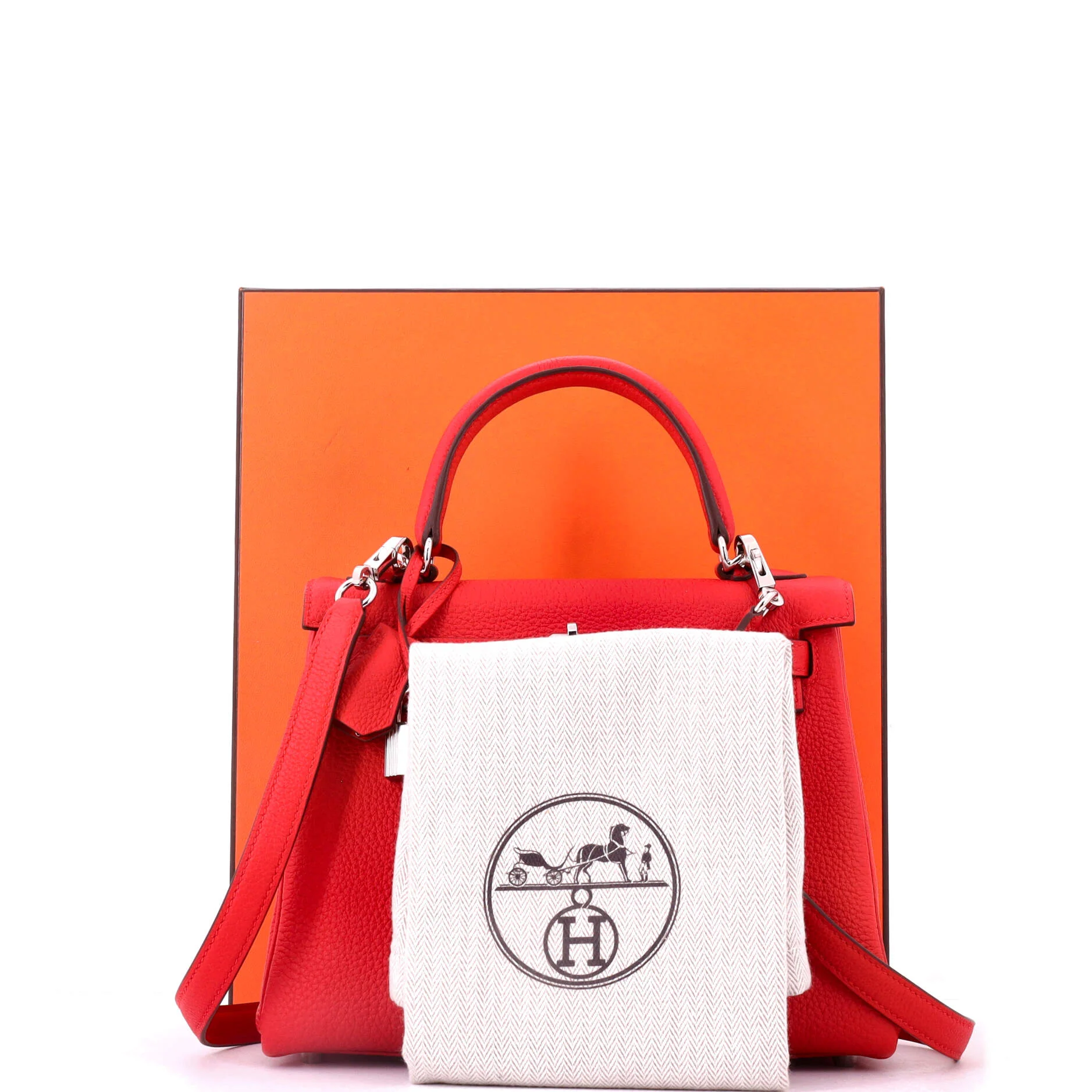 Kelly Handbag Rouge De Coeur Togo with Palladium Hardware 25 - Image 2