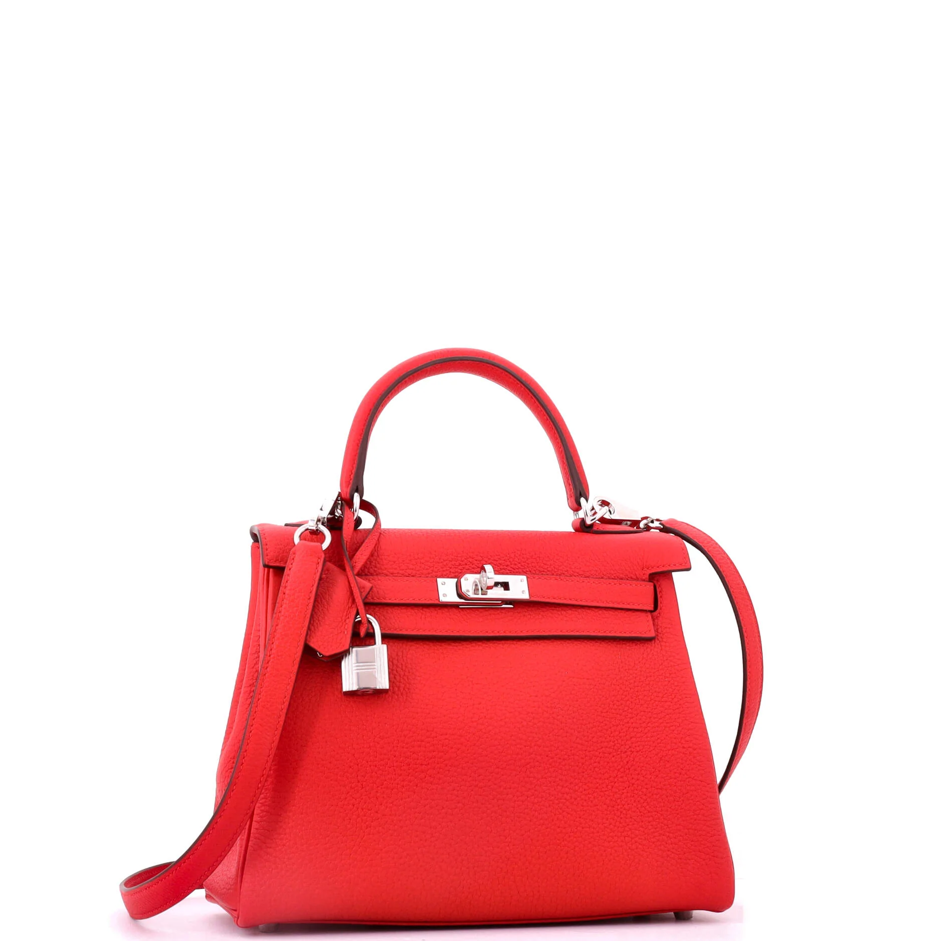 Kelly Handbag Rouge De Coeur Togo with Palladium Hardware 25 - Image 3