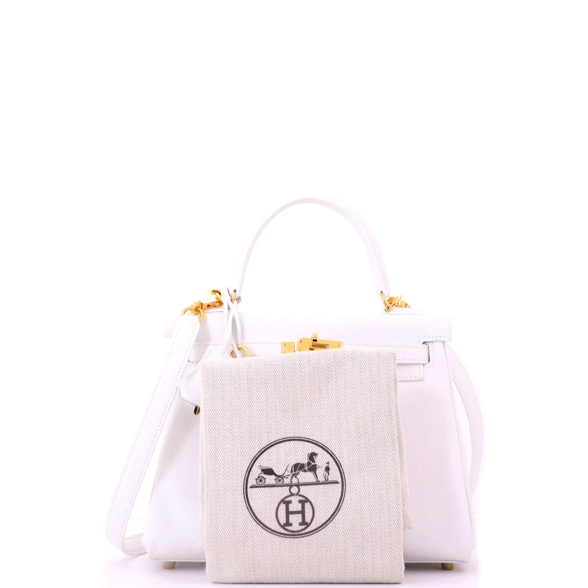 Kelly Handbag New White Swift with Gold Hardware 25 - Image 2