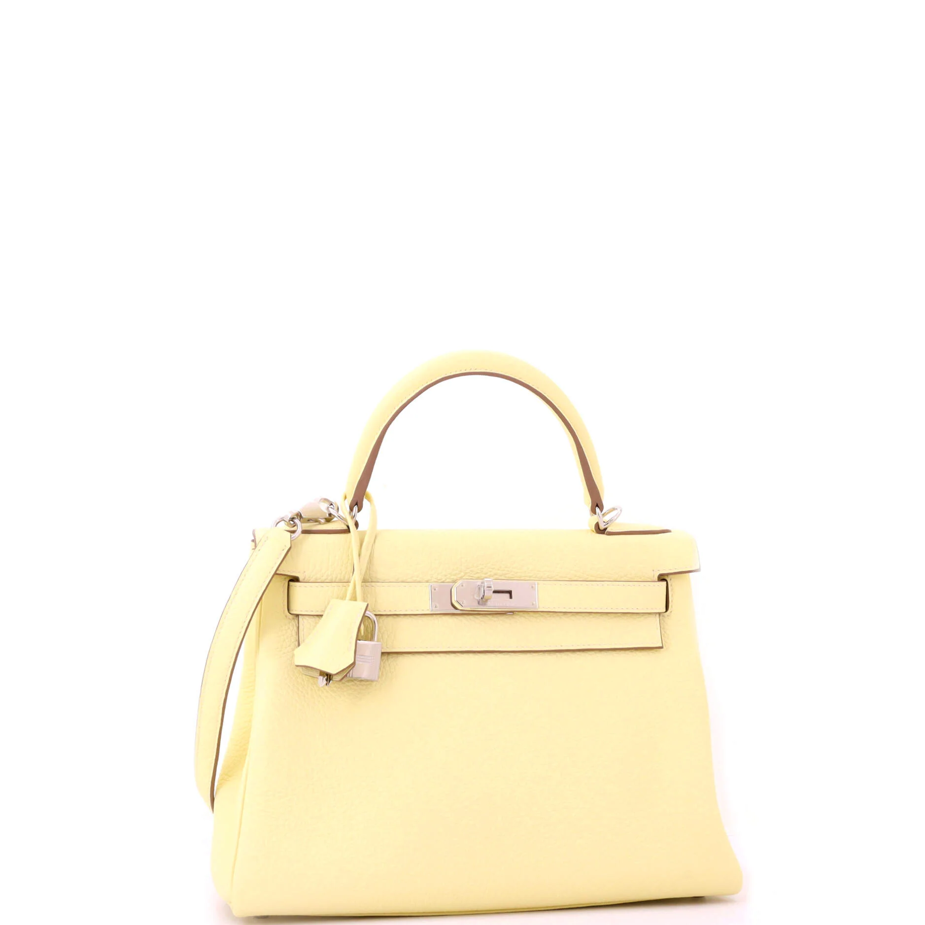 Kelly Handbag Jaune Poussin Clemence with Palladium Hardware 28 - Image 3