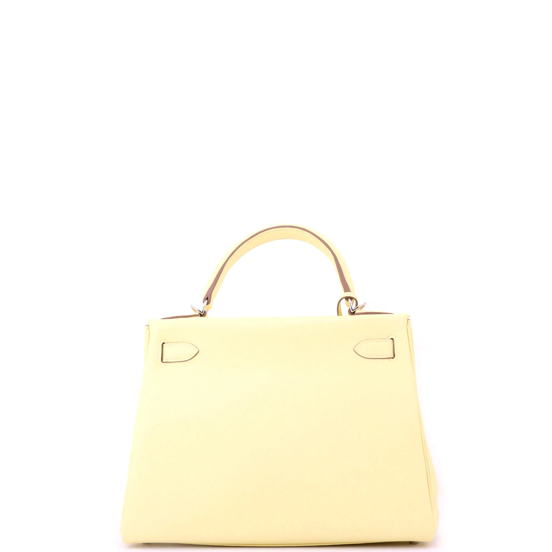 Kelly Handbag Jaune Poussin Clemence with Palladium Hardware 28 - Image 4