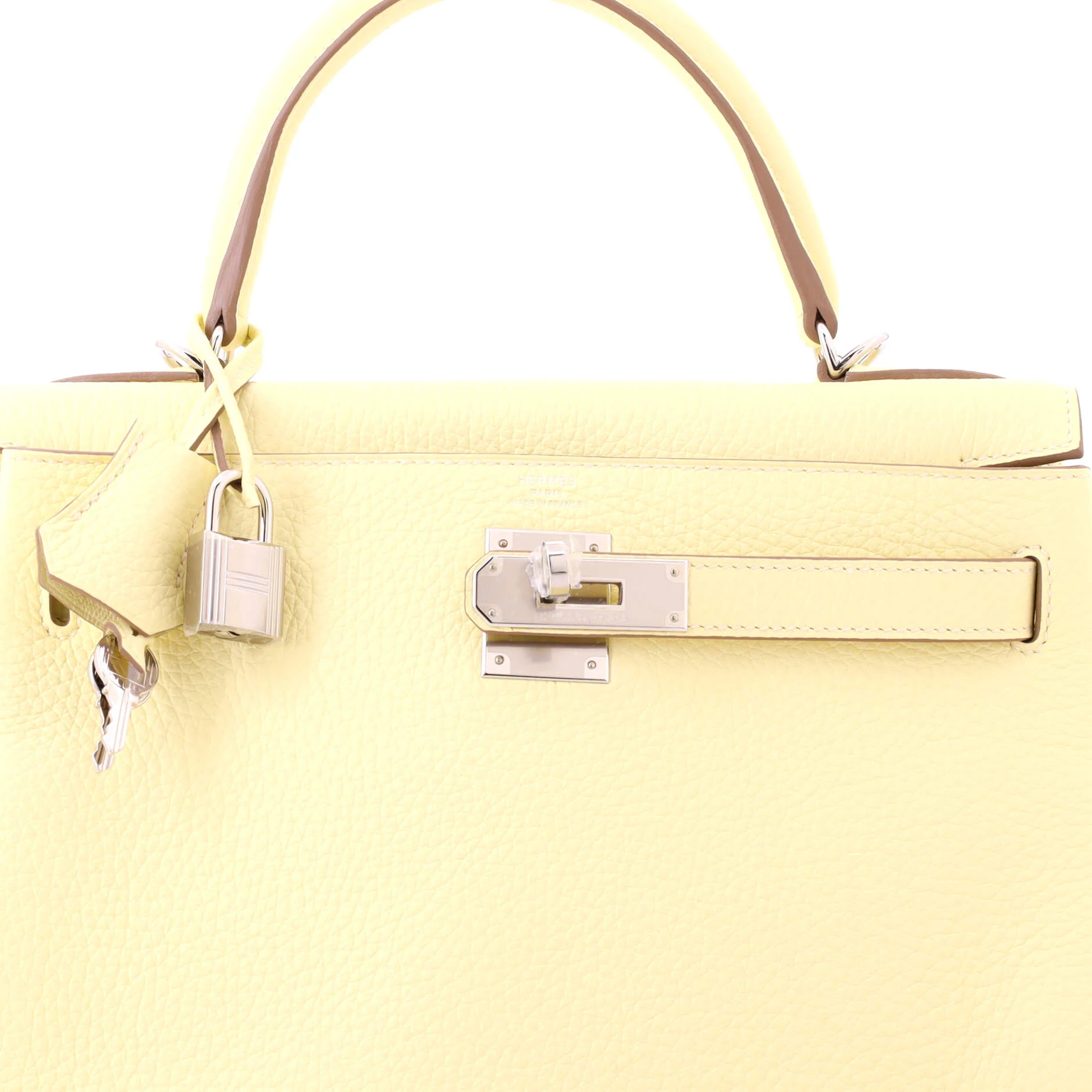 Kelly Handbag Jaune Poussin Clemence with Palladium Hardware 28 - Image 6