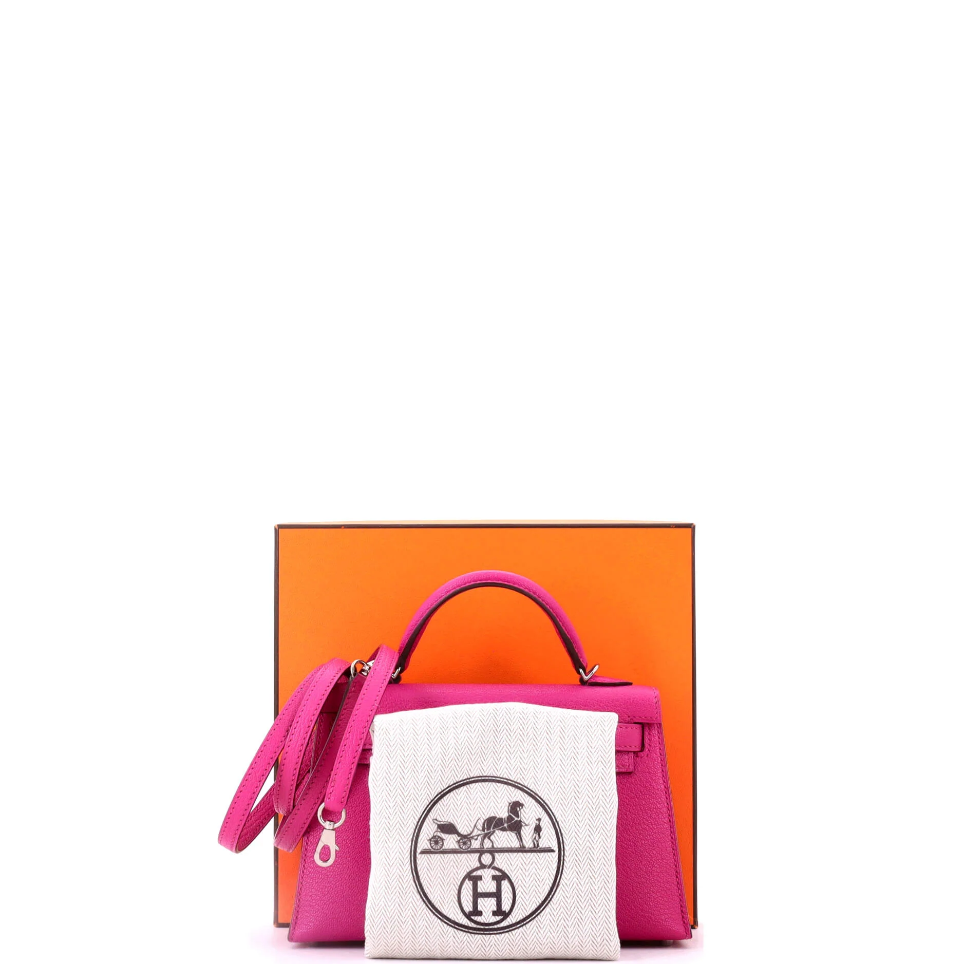 Kelly Mini II Bag Rose Pourpre Chevre Mysore with Palladium Hardware 20 - Image 2