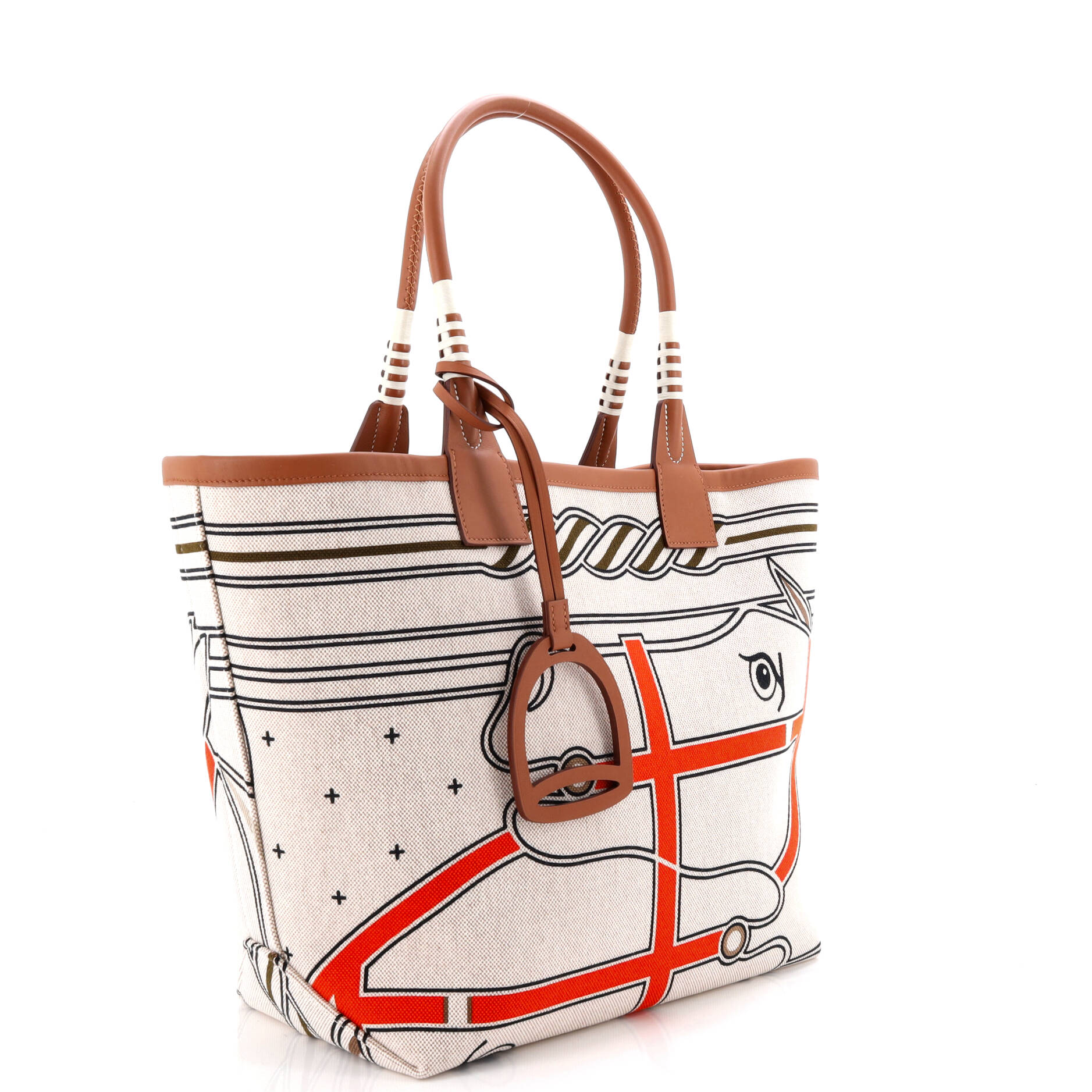 Sac Steeple Tote Printed Toile with Leather 28 - Image 2