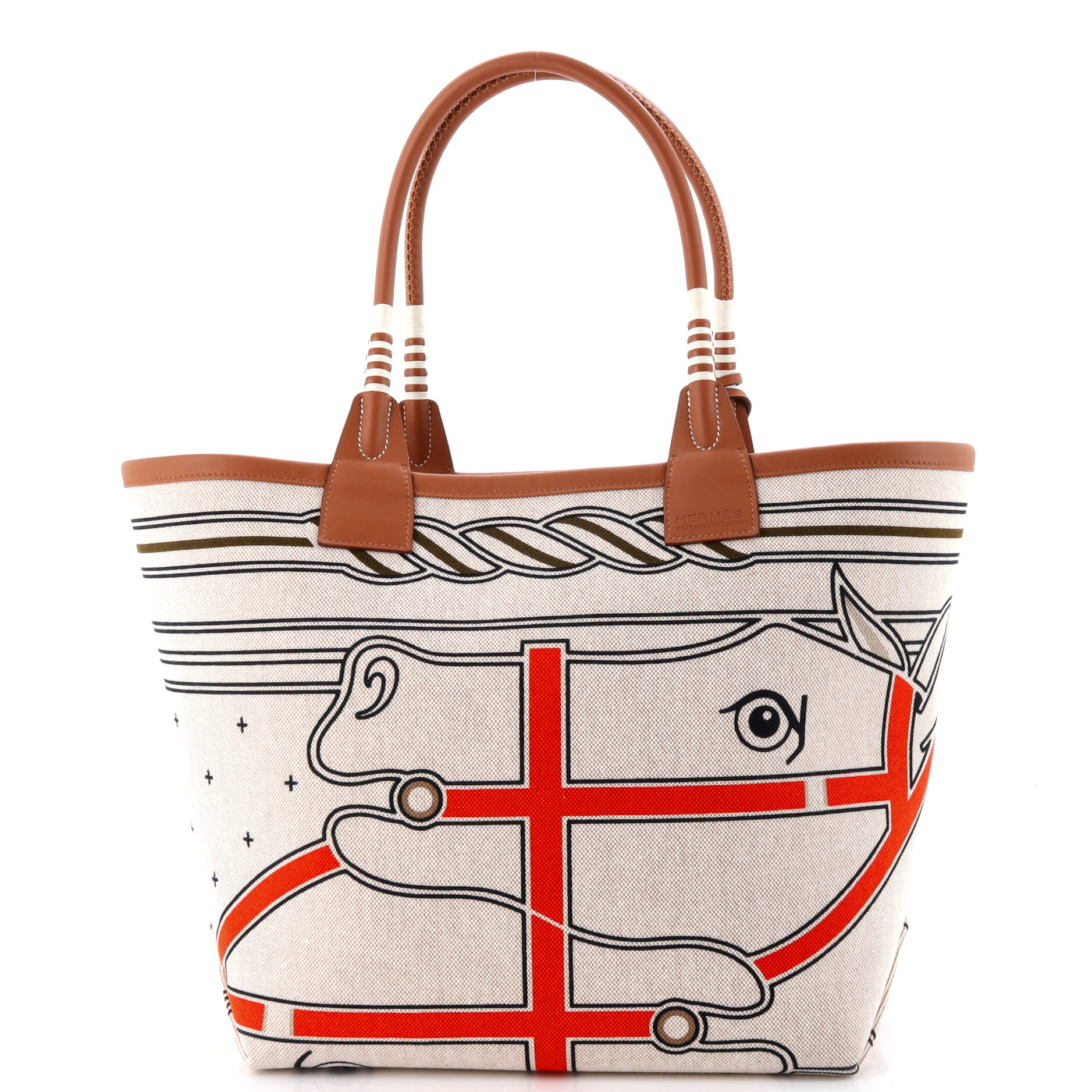 Sac Steeple Tote Printed Toile with Leather 28 - Image 3