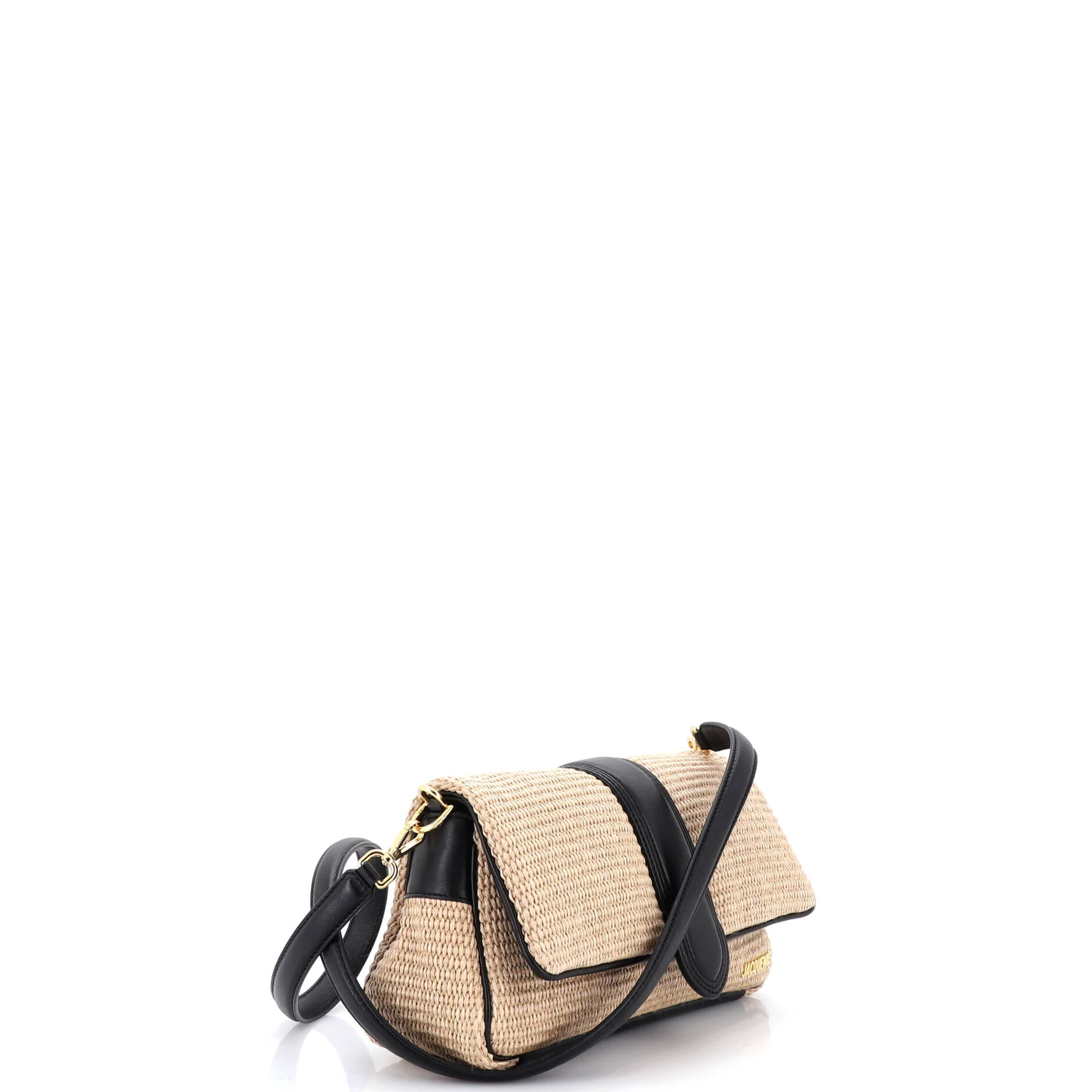 Le Bambimou Padded Shoulder Bag Raffia with Leather Medium - Image 2