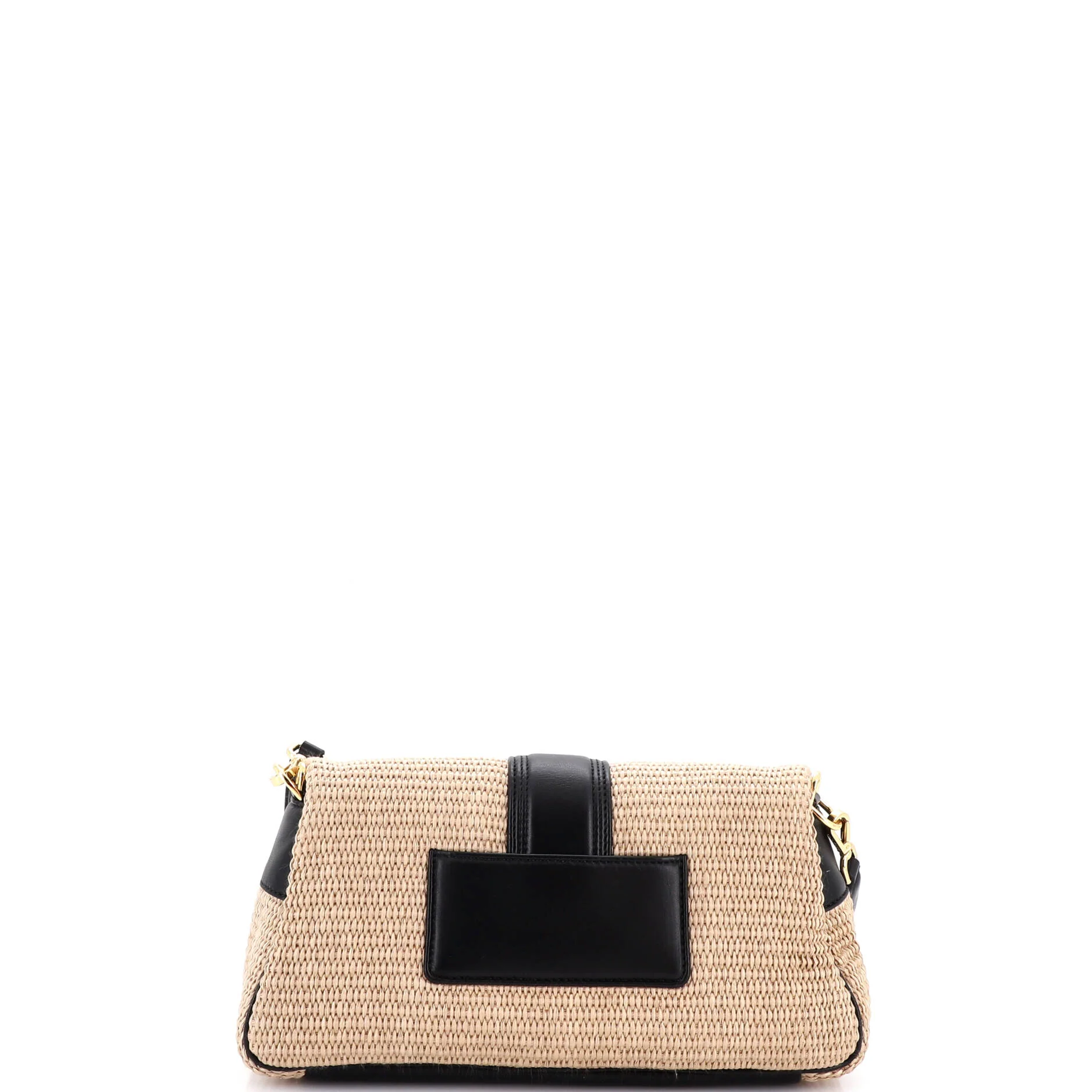 Le Bambimou Padded Shoulder Bag Raffia with Leather Medium - Image 3