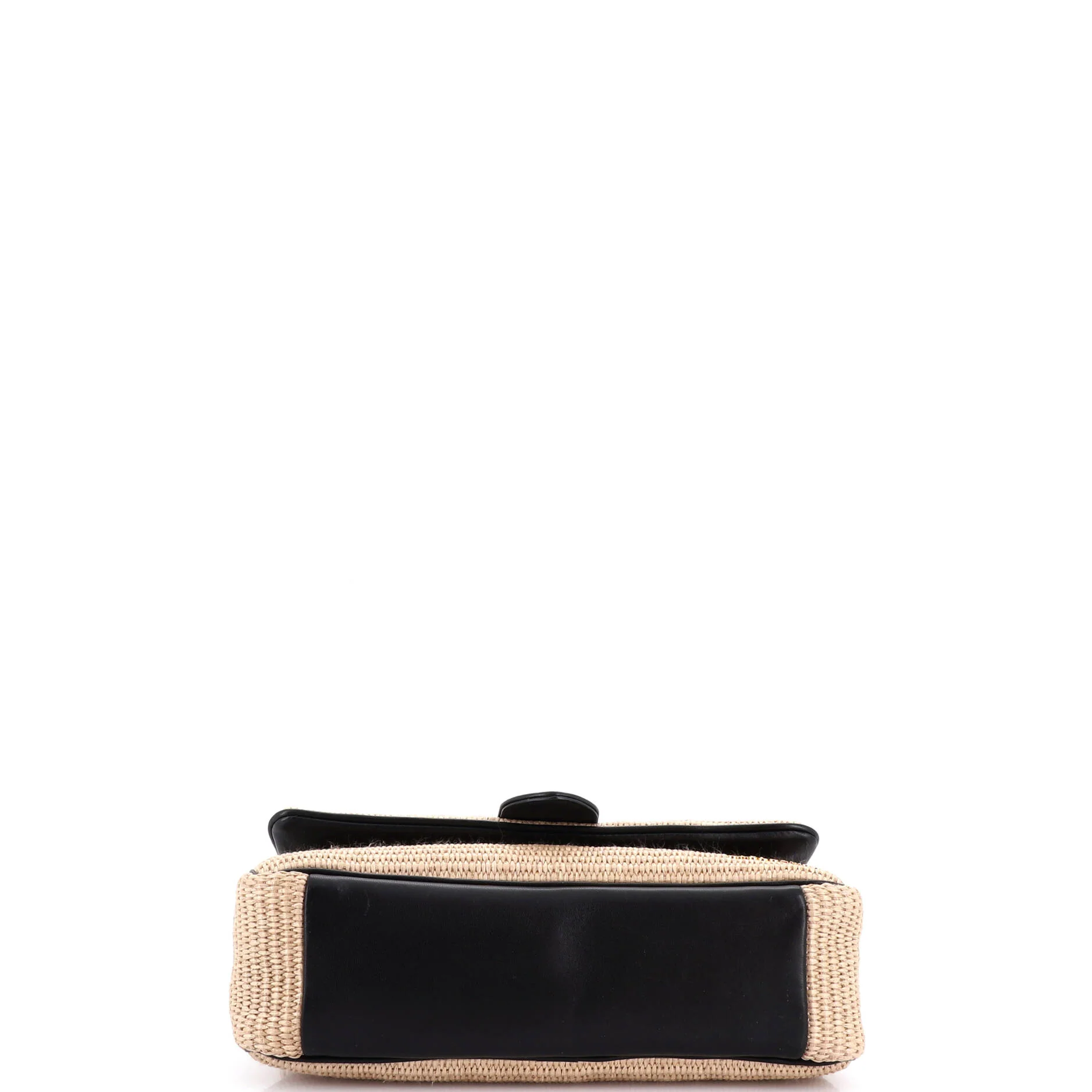 Le Bambimou Padded Shoulder Bag Raffia with Leather Medium - Image 4