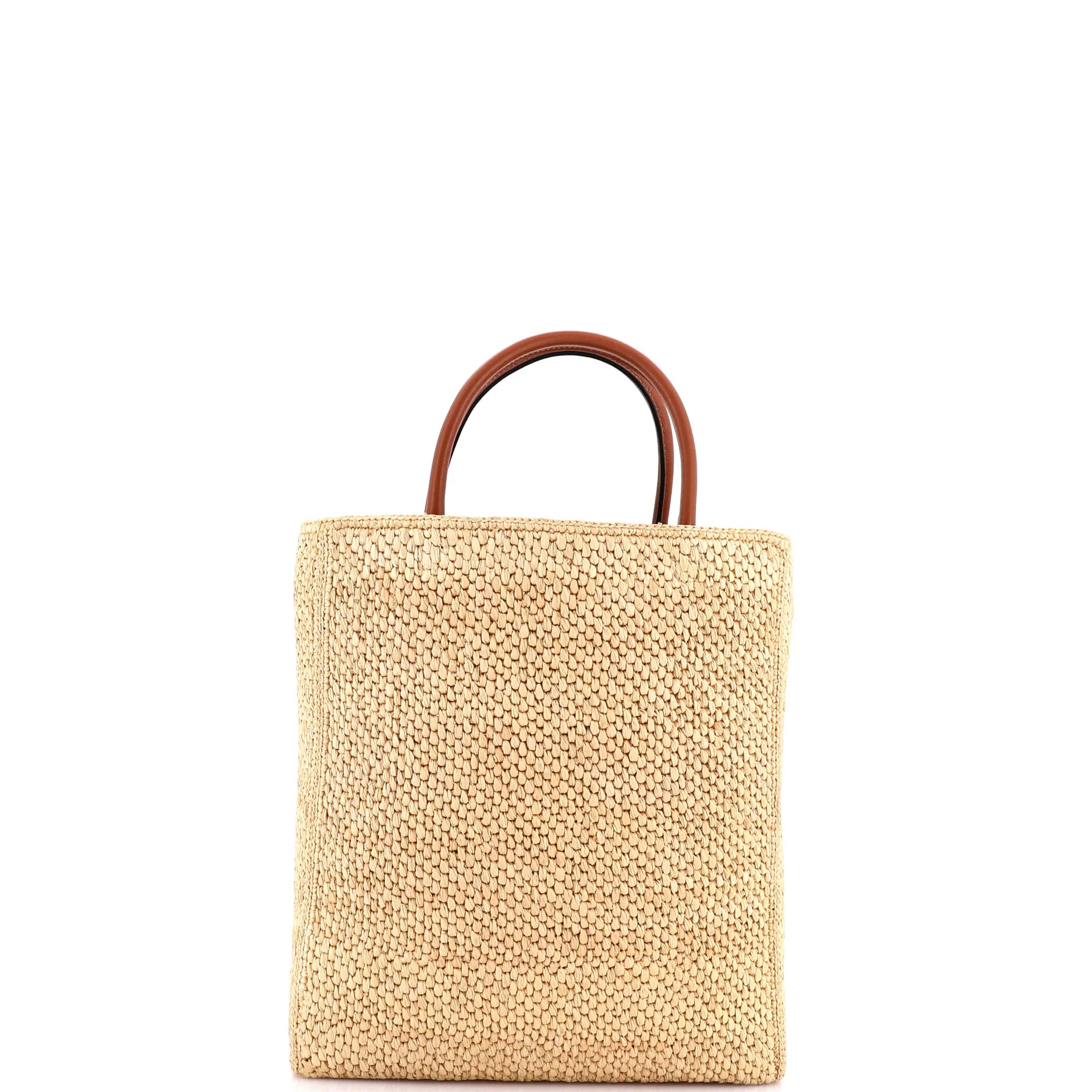 A4 Tote Raffia and Leather North South - Image 3