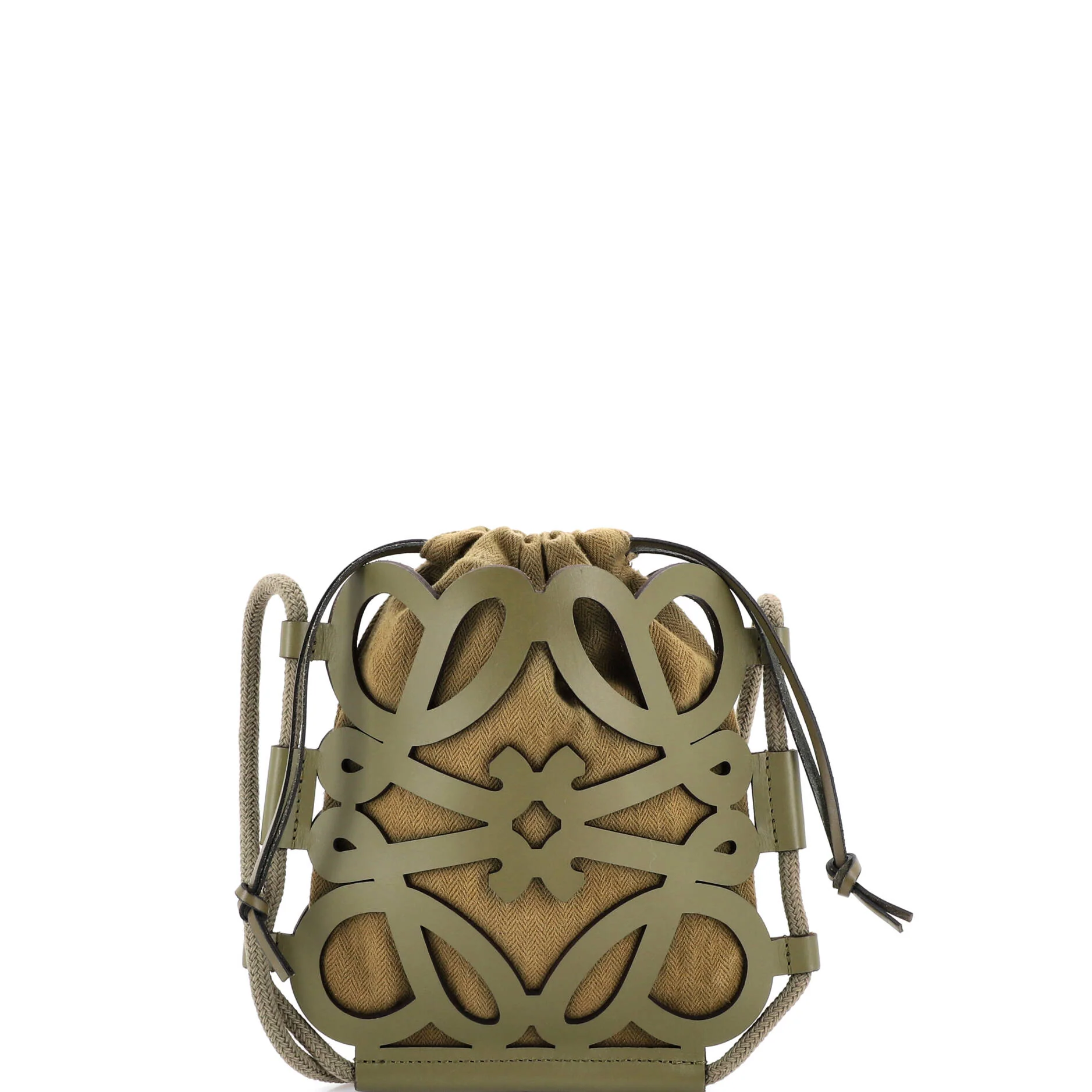 Anagram Cut Out Crossbody Bag Leather with Canvas Mini