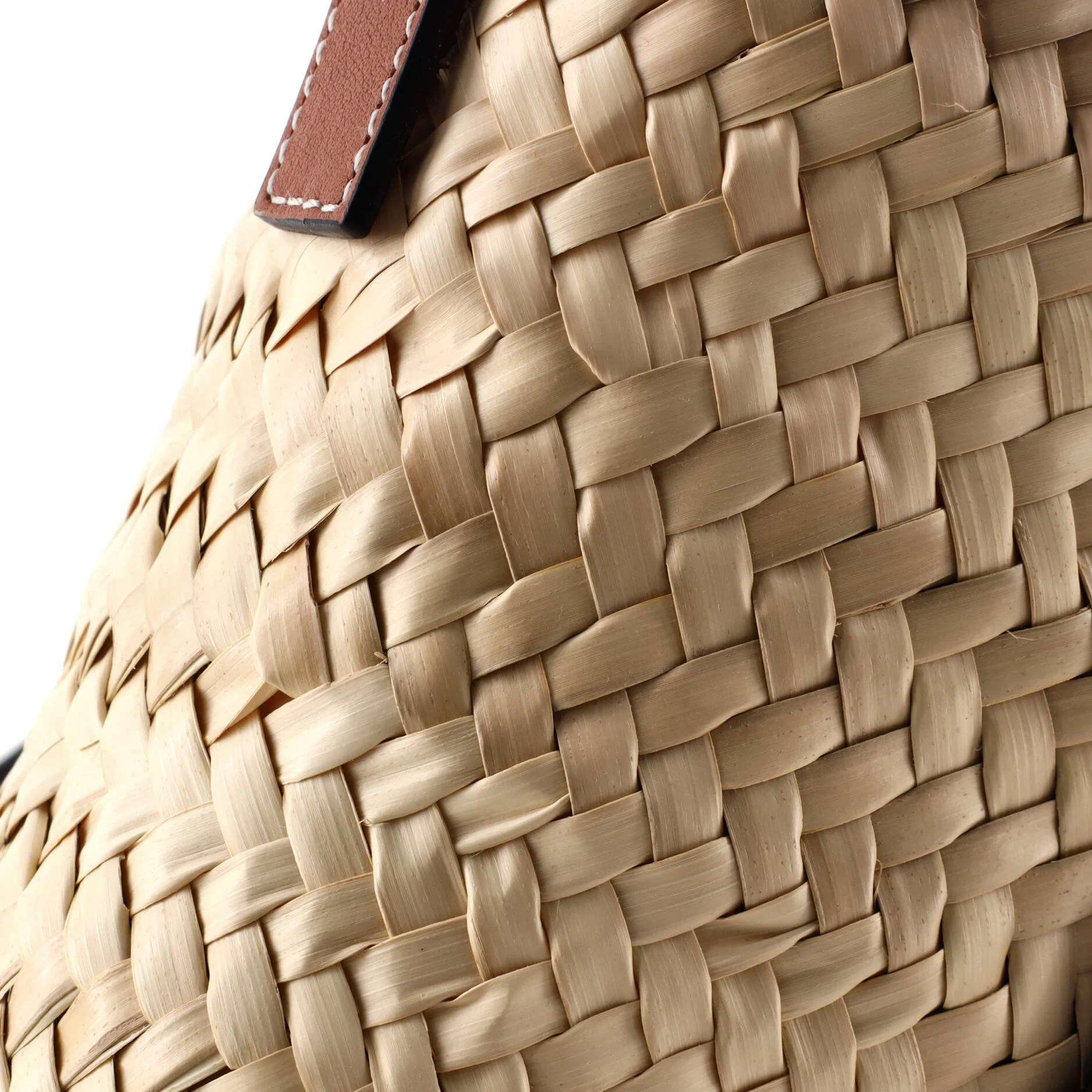 Drawstring Bucket Crossbody Bag Raffia and Leather - Image 6
