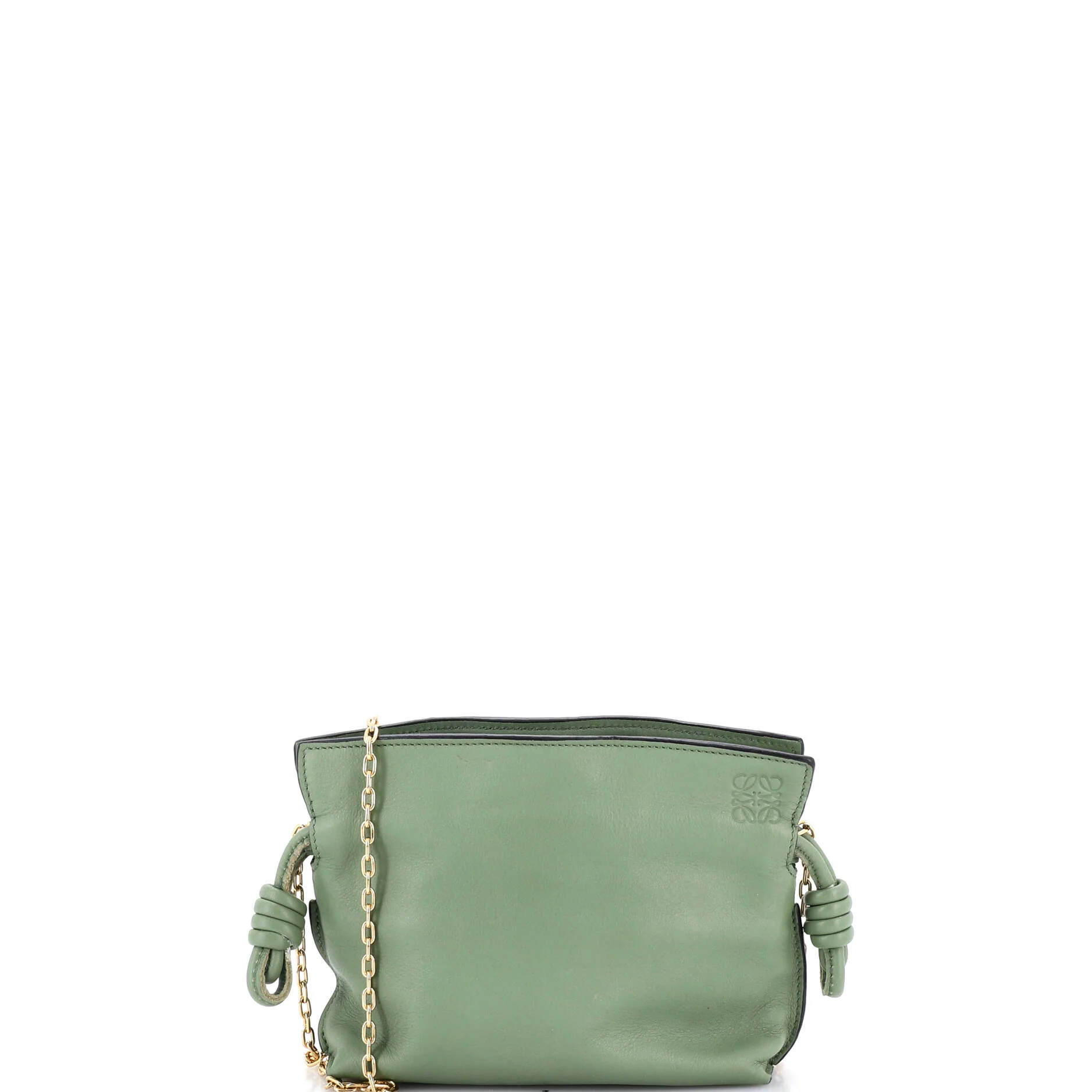 Flamenco Knot Chain Clutch Leather Nano