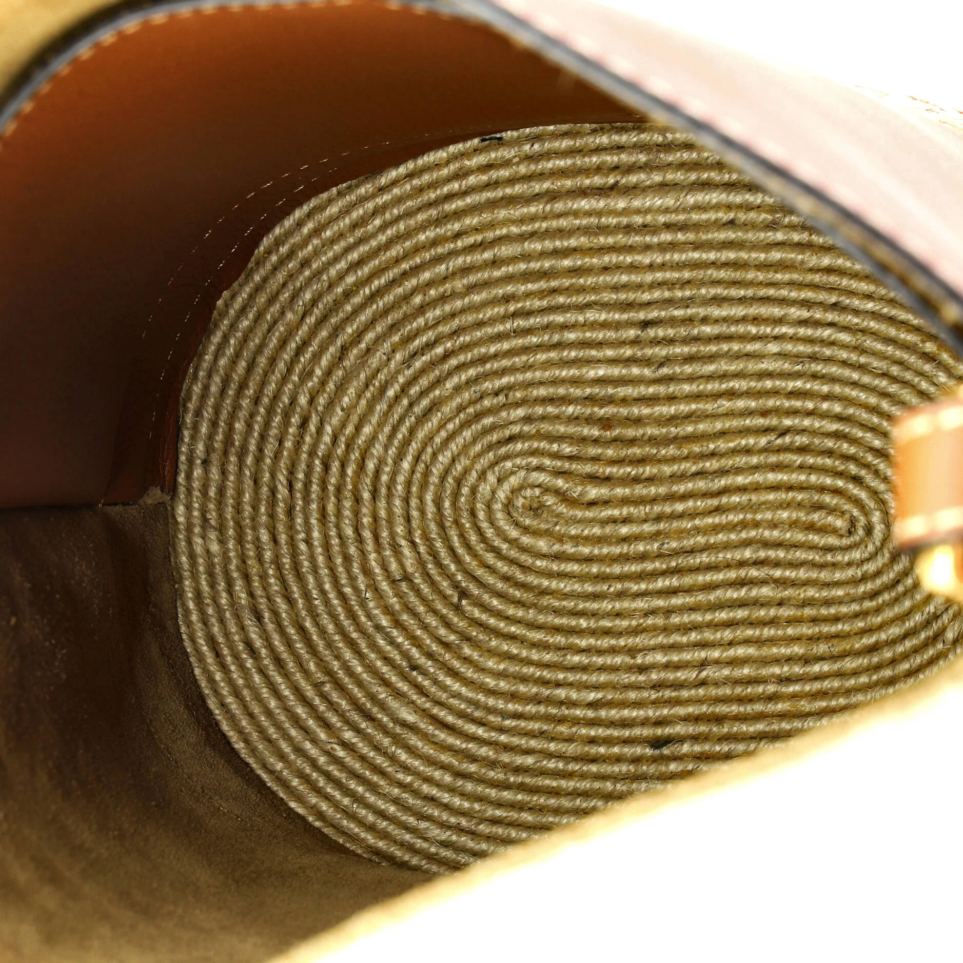 Gate Bucket Bag Leather and Canvas with Raffia Medium - Image 5