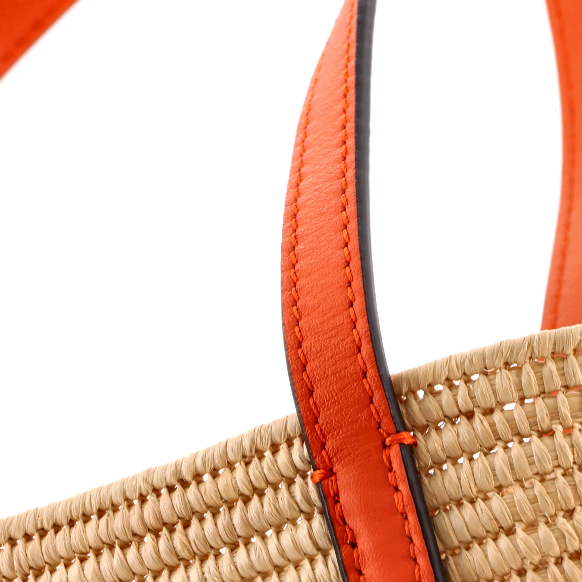 Square Basket Tote Woven Raffia and Leather Mini - Image 6