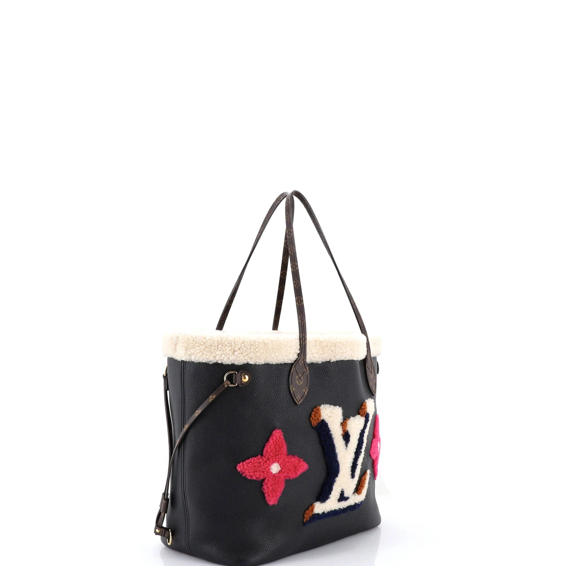 Neverfull NM Tote Leather and Monogram Teddy Shearling MM - Image 3