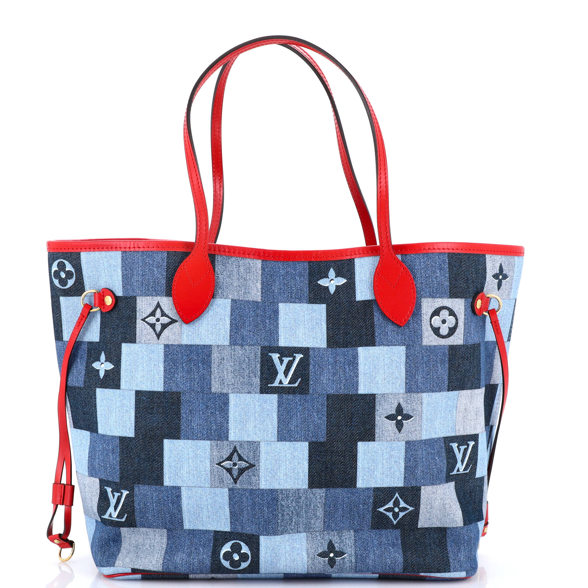 Neverfull Tote Damier and Monogram Patchwork Denim MM