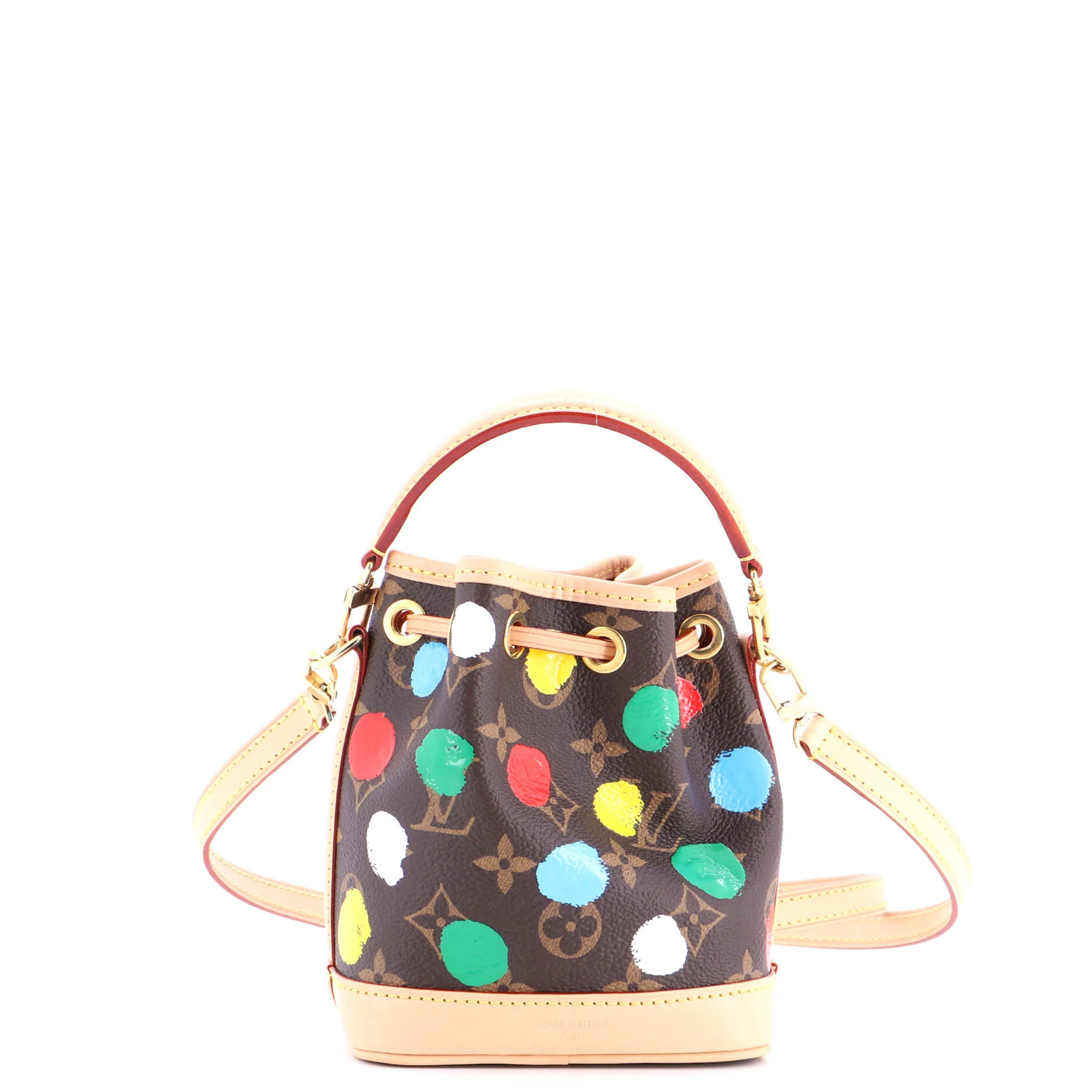 Noe NM Handbag Yayoi Kusama Painted Dots Monogram Canvas Nano - Image 3
