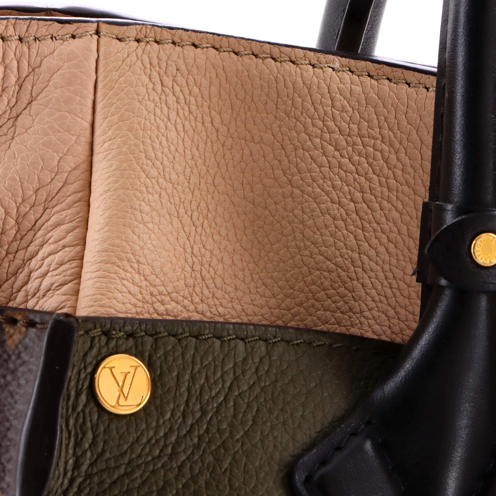 On My Side Tote Leather with Monogram Canvas MM - Image 6