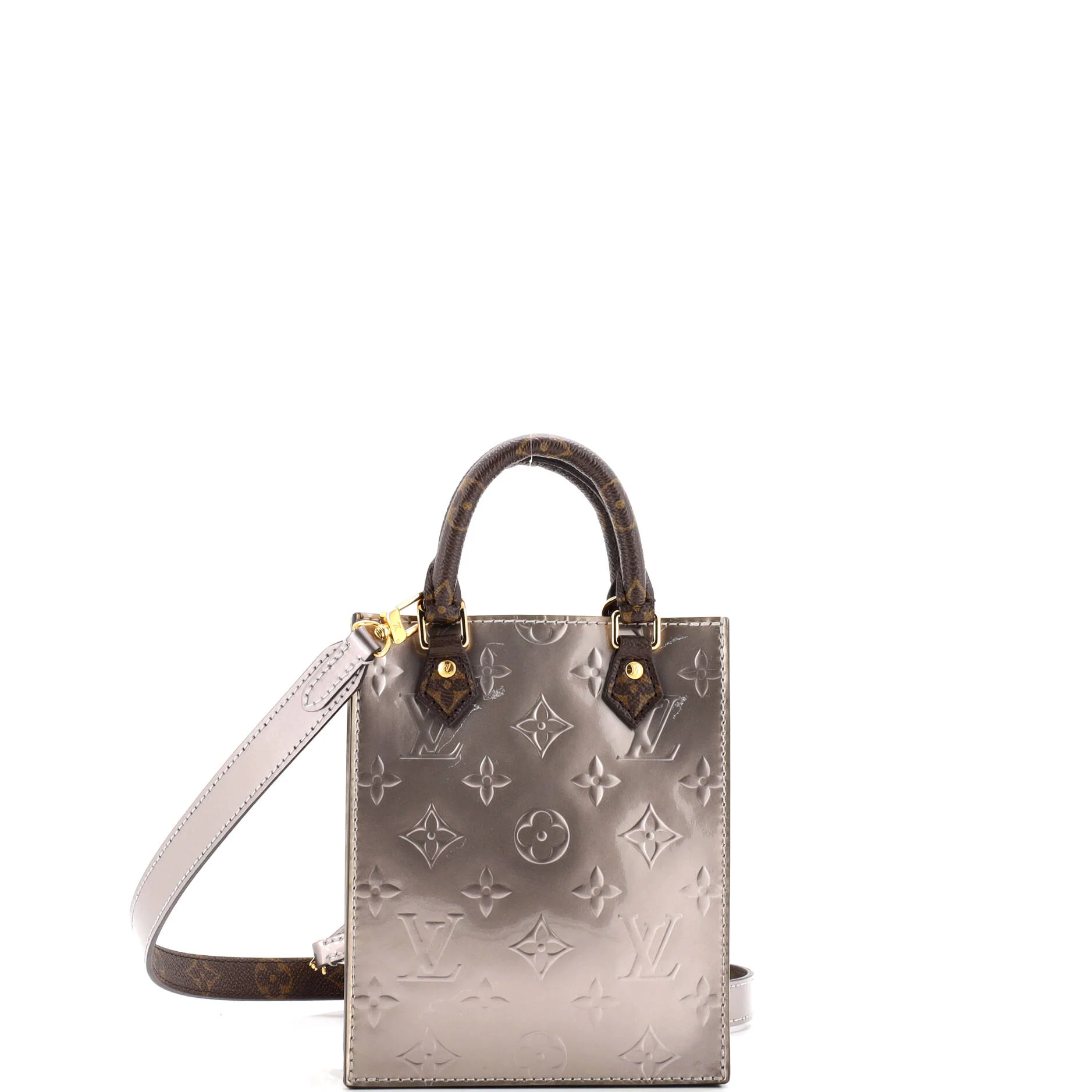 Petit Sac Plat Bag Monogram Vernis with Monogram Canvas