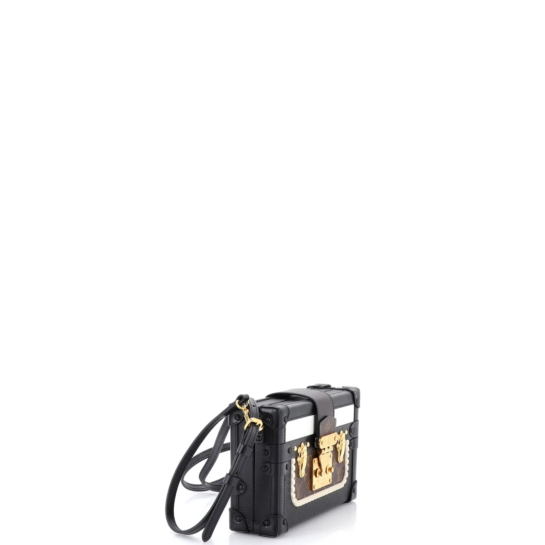 Petite Malle Handbag Leather and Monogram Canvas with Trompe L'oeil Braid - Image 2