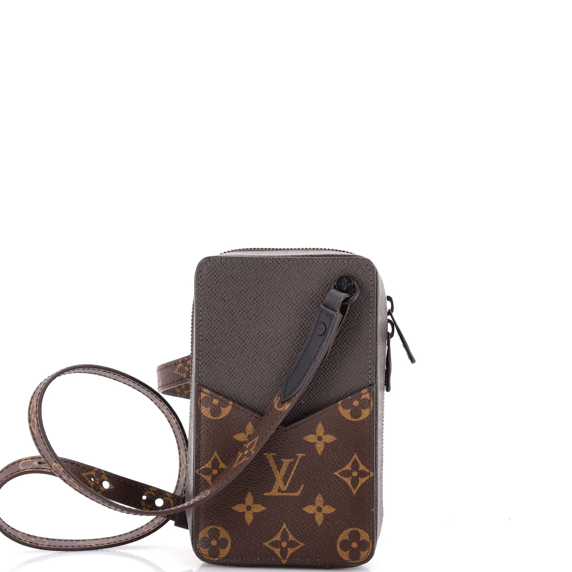 Phone Box Bag Taiga Leather with Monogram Canvas - Image 3