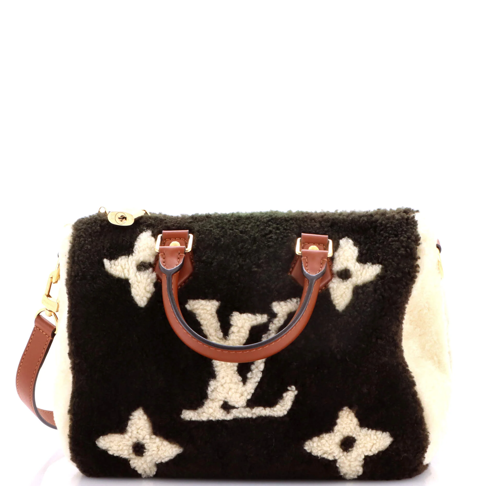 Speedy Bandouliere Bag Monogram Giant Teddy Fleece 25