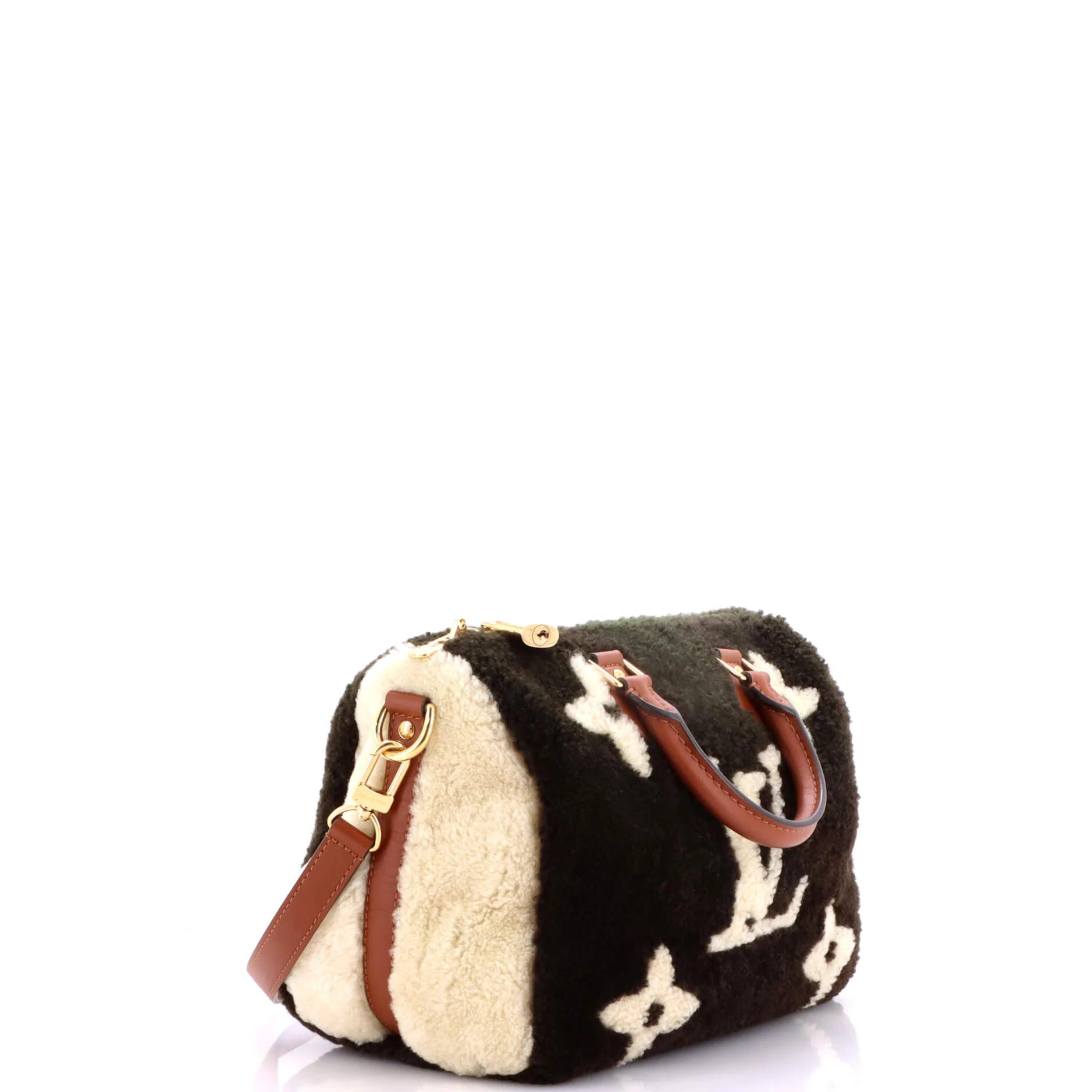 Speedy Bandouliere Bag Monogram Giant Teddy Fleece 25 - Image 2