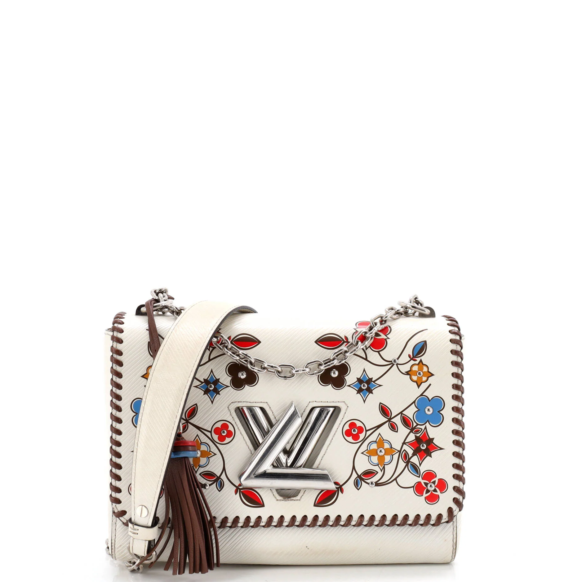 Twist Handbag Limited Edition Flower Embellished Epi Leather with Whipstitch Details MM