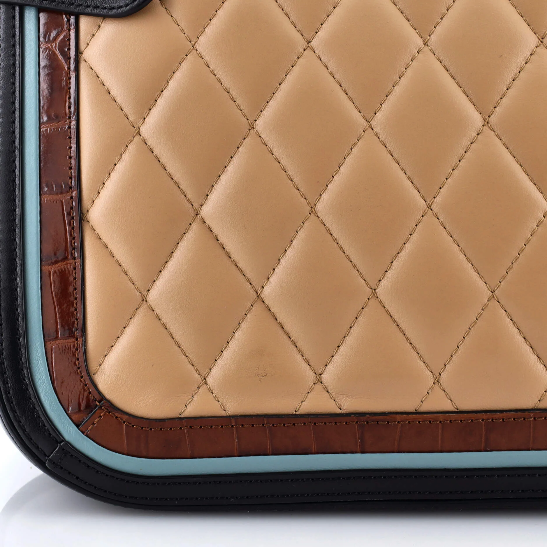 Amberley Satchel Quilted Leather with Crocodile Embossed Leather Large - Image 6