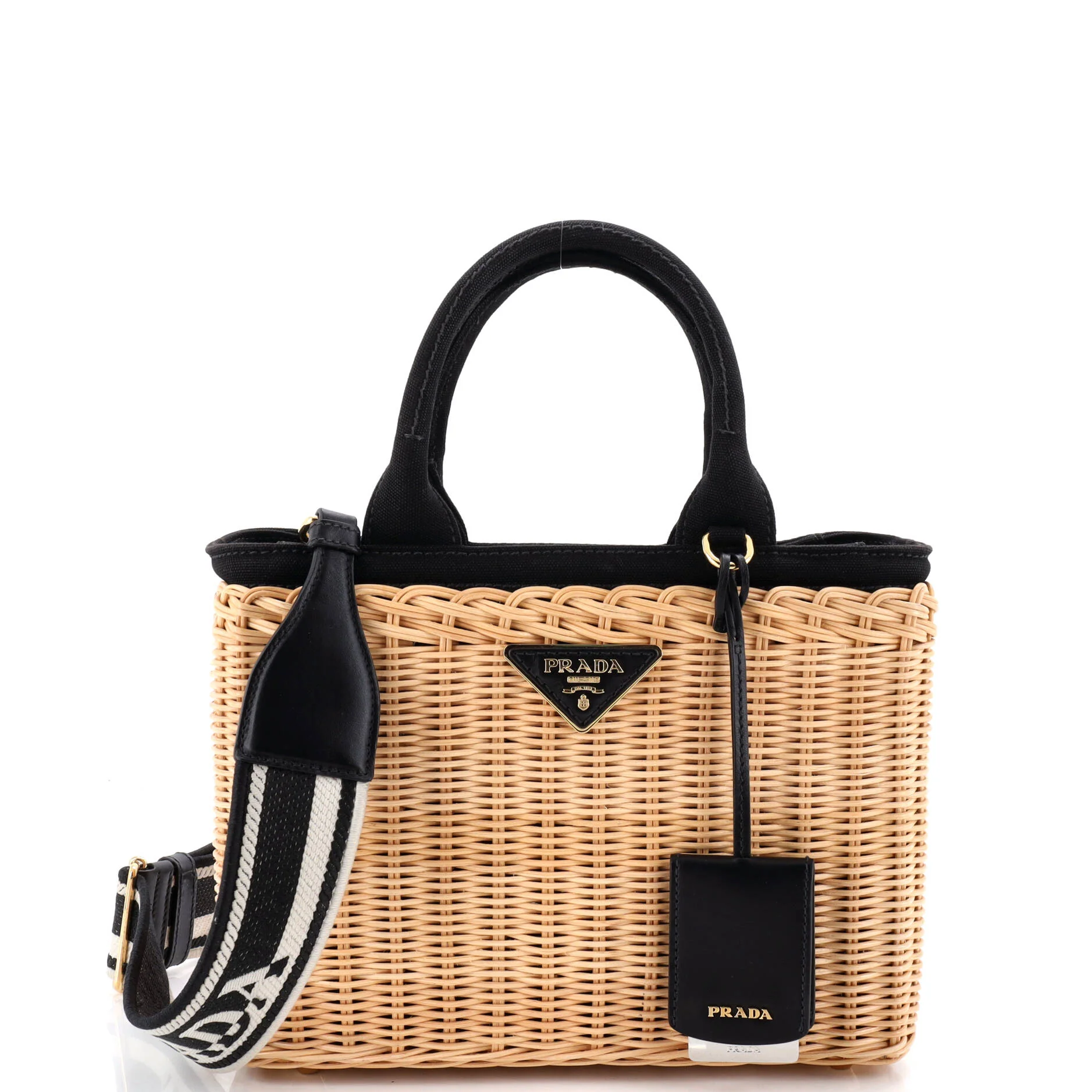 Basket Bag Wicker with Canapa Small
