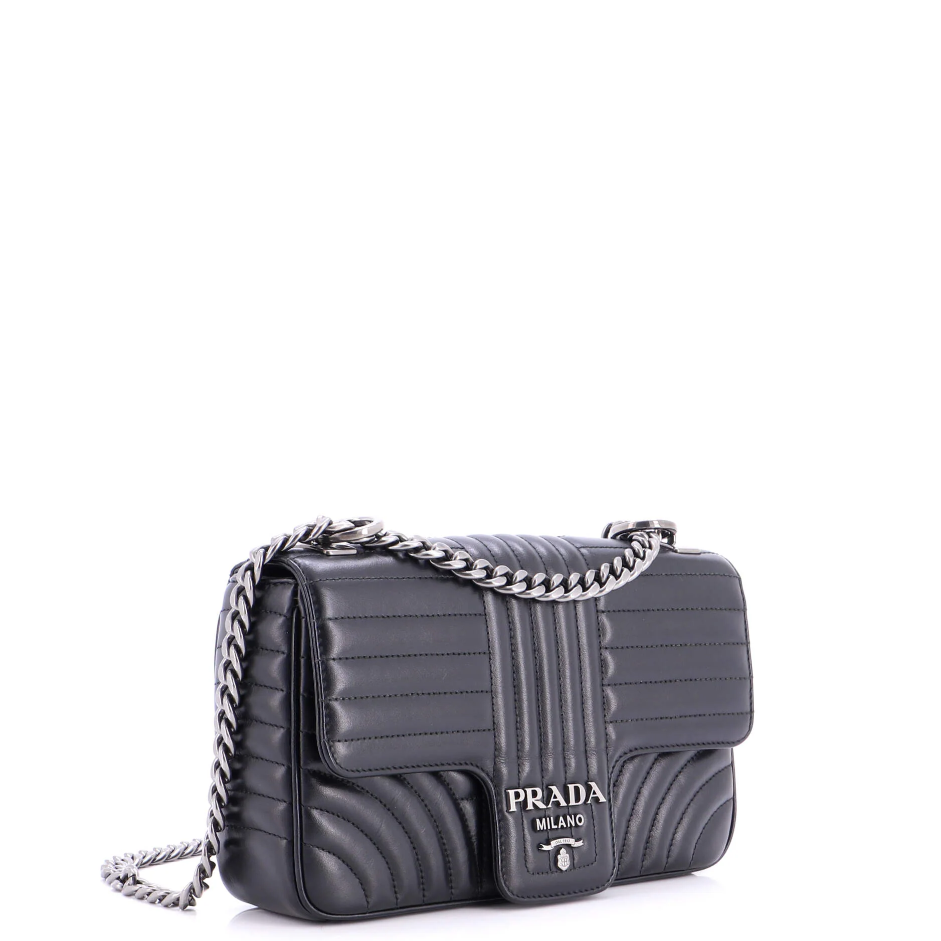 Chain Flap Shoulder Bag Diagramme Quilted Leather Medium - Image 2