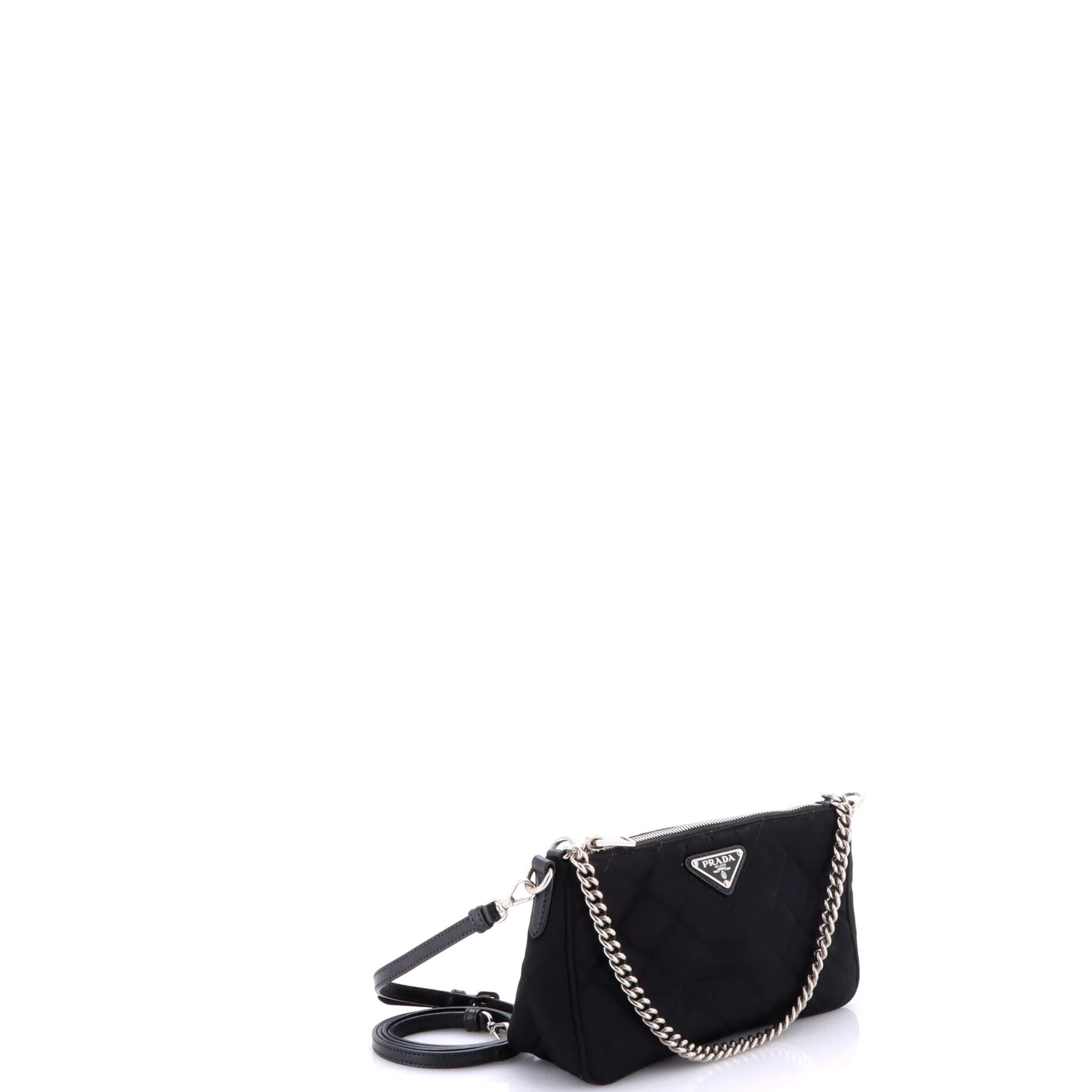 Chain Zip Shoulder Bag Quilted Tessuto Small - Image 2