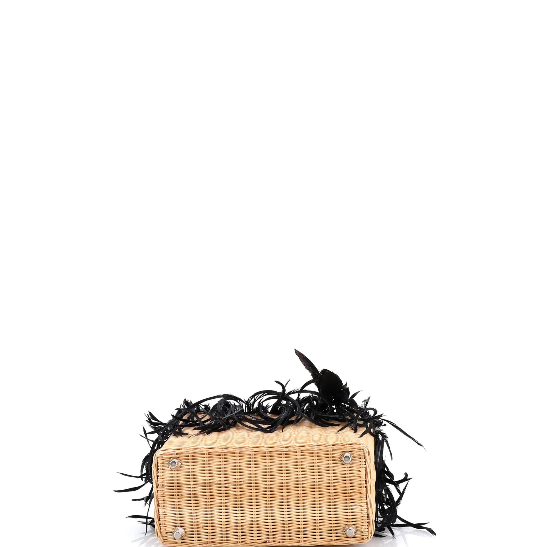 Convertible Fringe Basket Bag Wicker and Woven Straw Small - Image 4