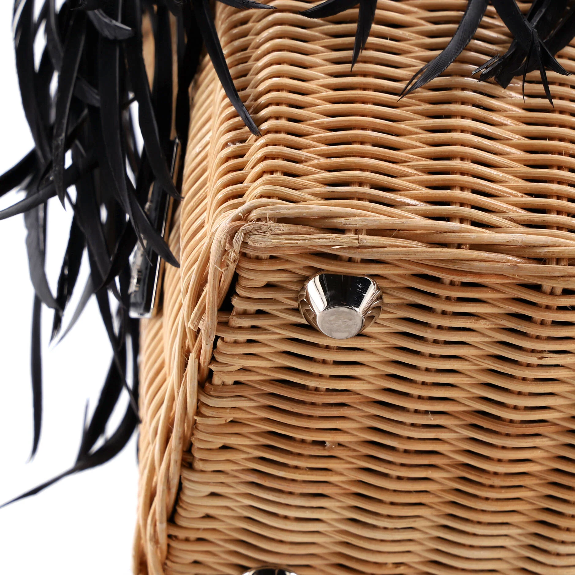 Convertible Fringe Basket Bag Wicker and Woven Straw Small - Image 6