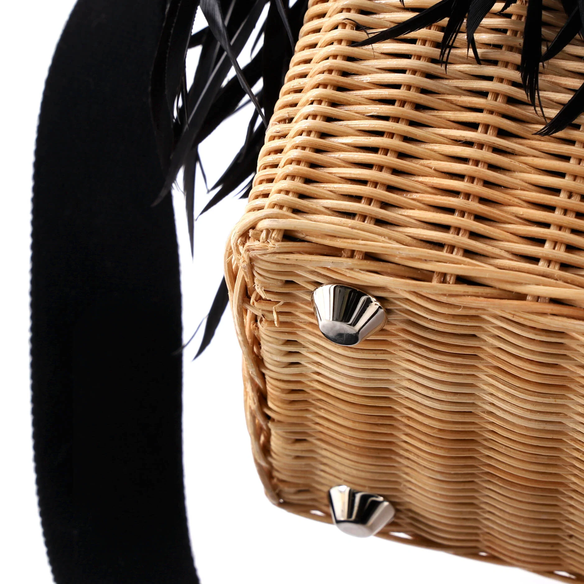 Convertible Fringe Basket Bag Wicker and Woven Straw Small - Image 7